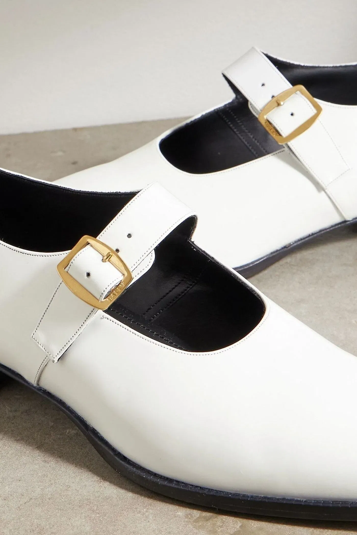 Bally Gerwin Glossed-Leather Mary Jane Flats White Women's