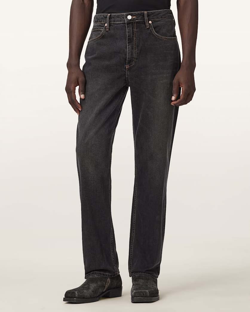 AllSaints Reid Straight Fit Denim Jeans Washed Black