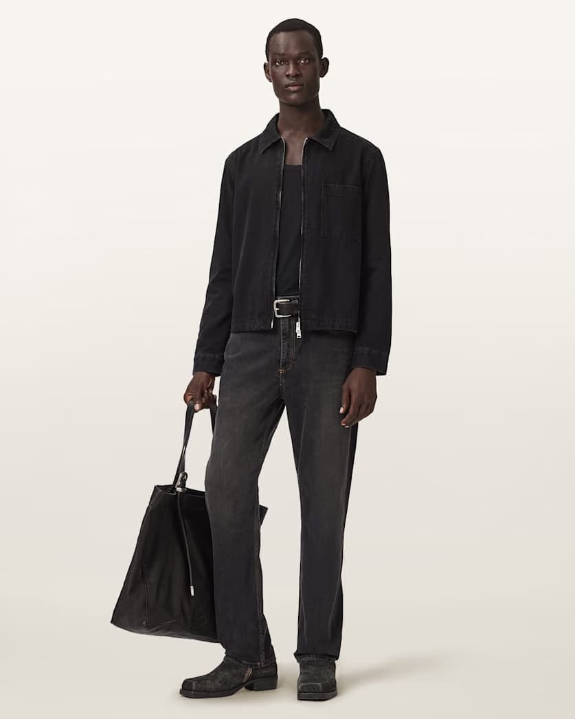 AllSaints Reid Straight Fit Denim Jeans Washed Black