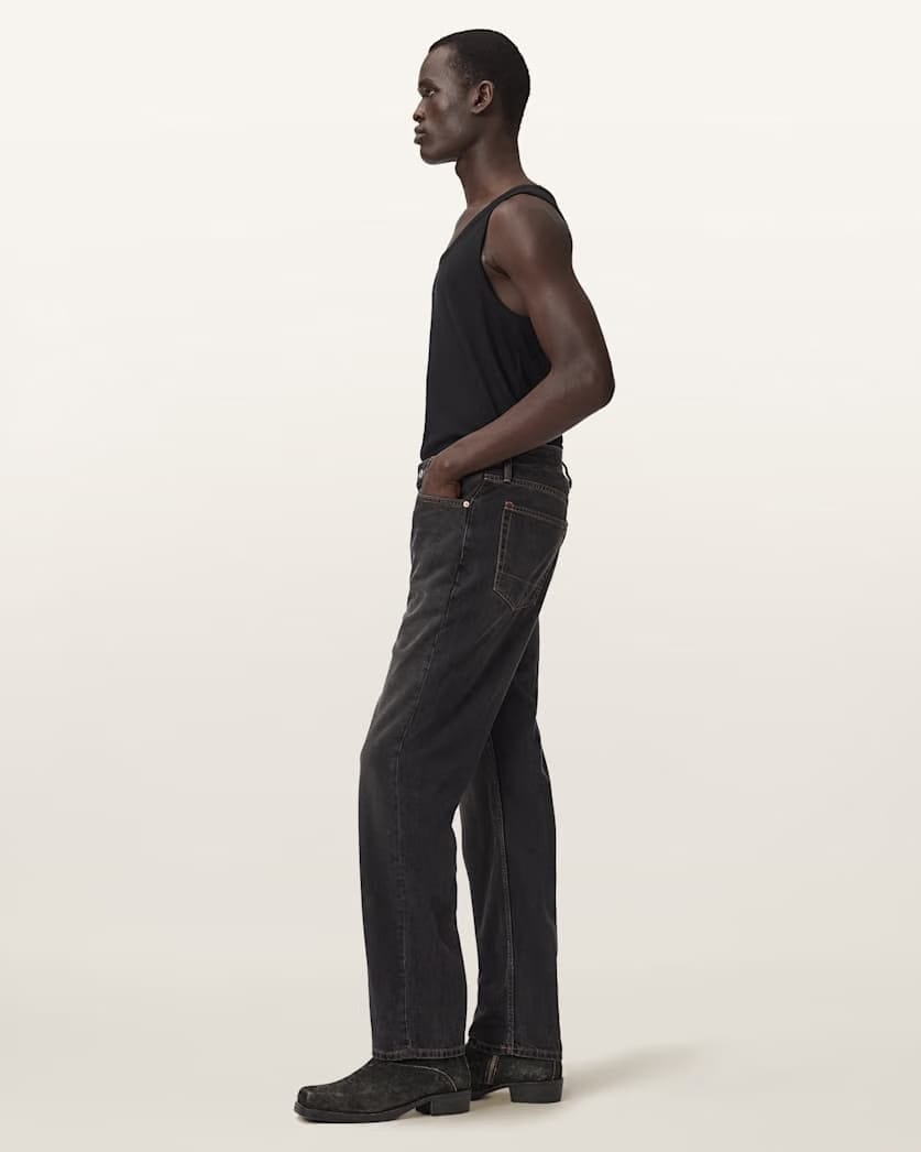 AllSaints Reid Straight Fit Denim Jeans Washed Black