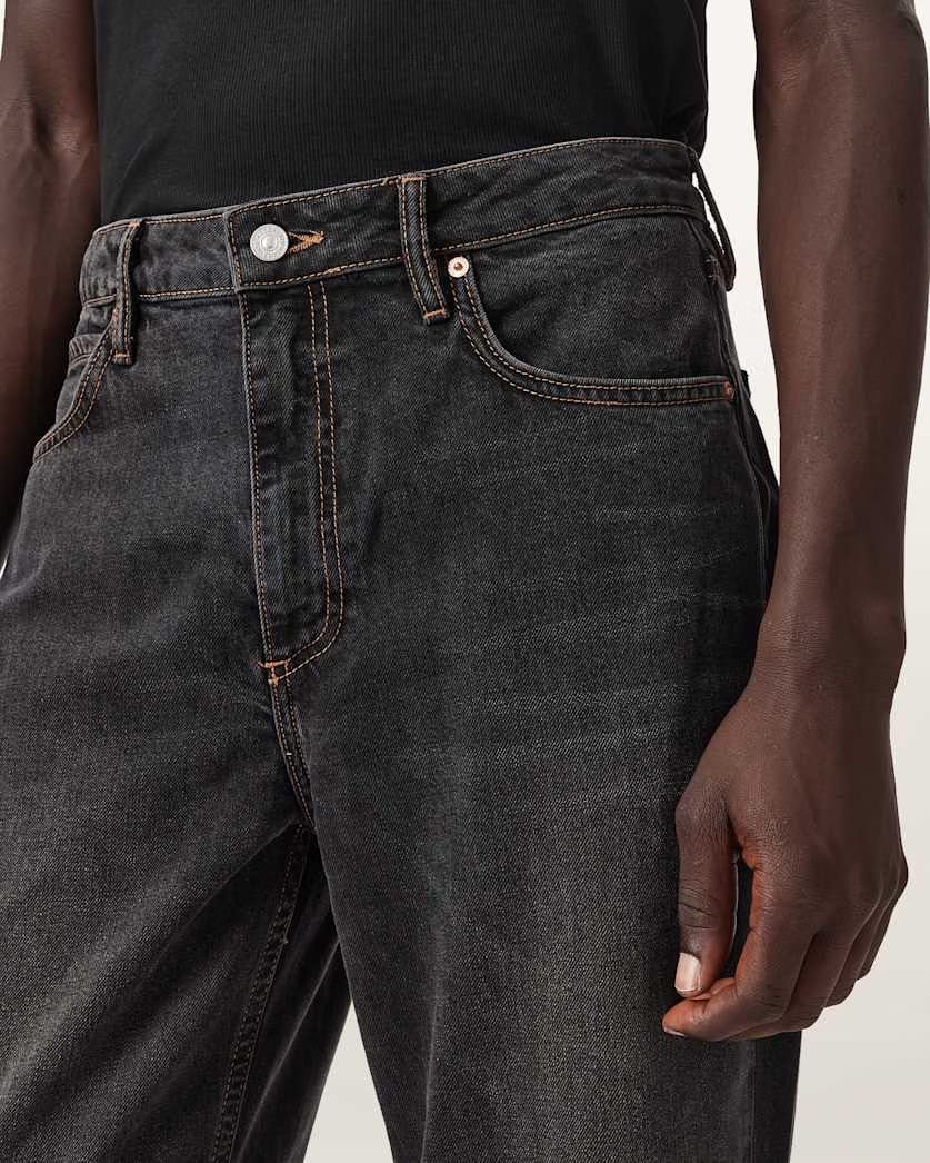 AllSaints Reid Straight Fit Denim Jeans Washed Black