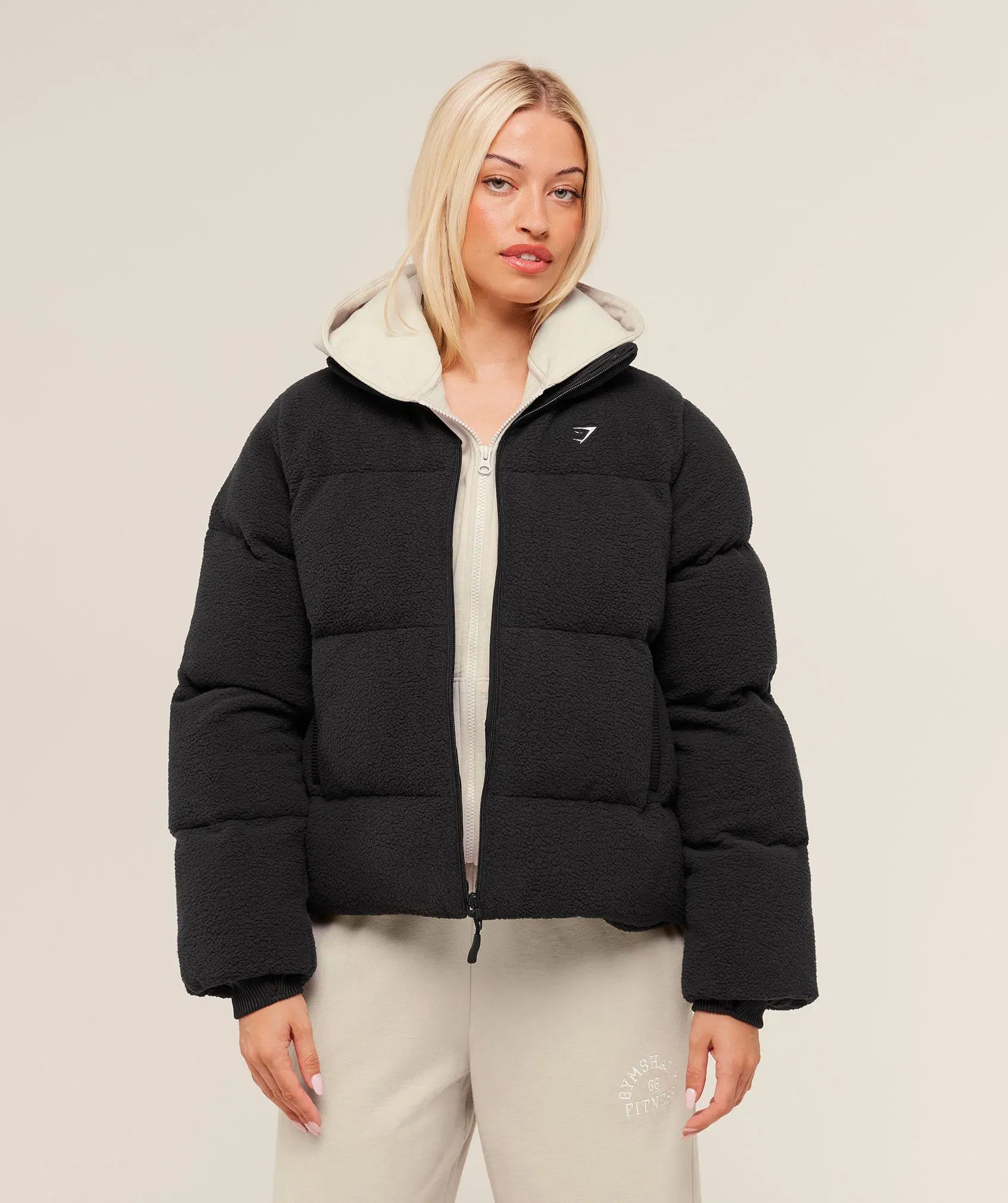 Women's Gymshark Sherpa Puffer Jacket Black