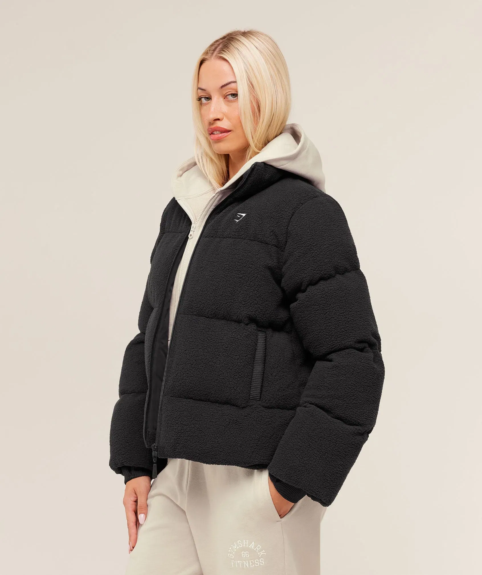 Women's Gymshark Sherpa Puffer Jacket Black