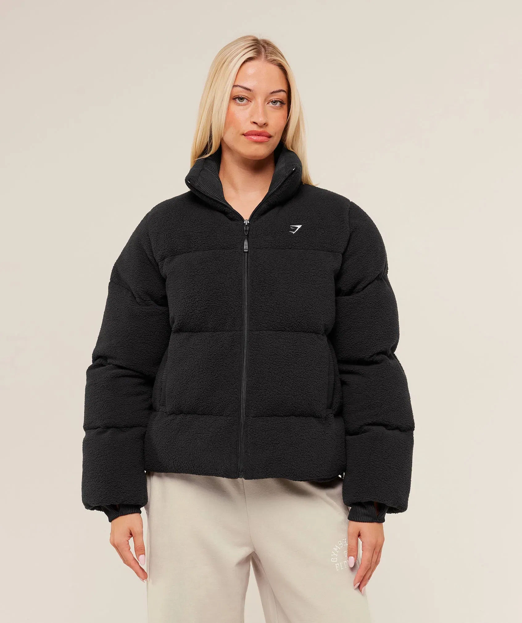Women's Gymshark Sherpa Puffer Jacket Black