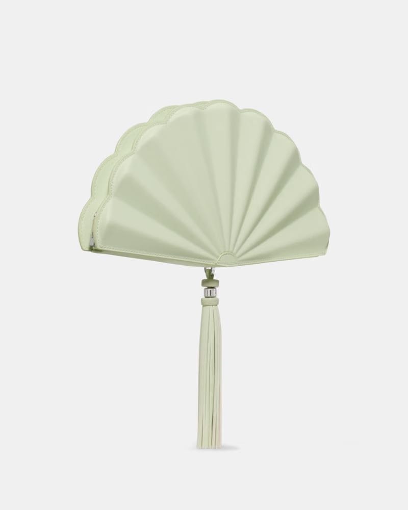 KateSpade Lotus Fan Clutch Bag Lime Frosting