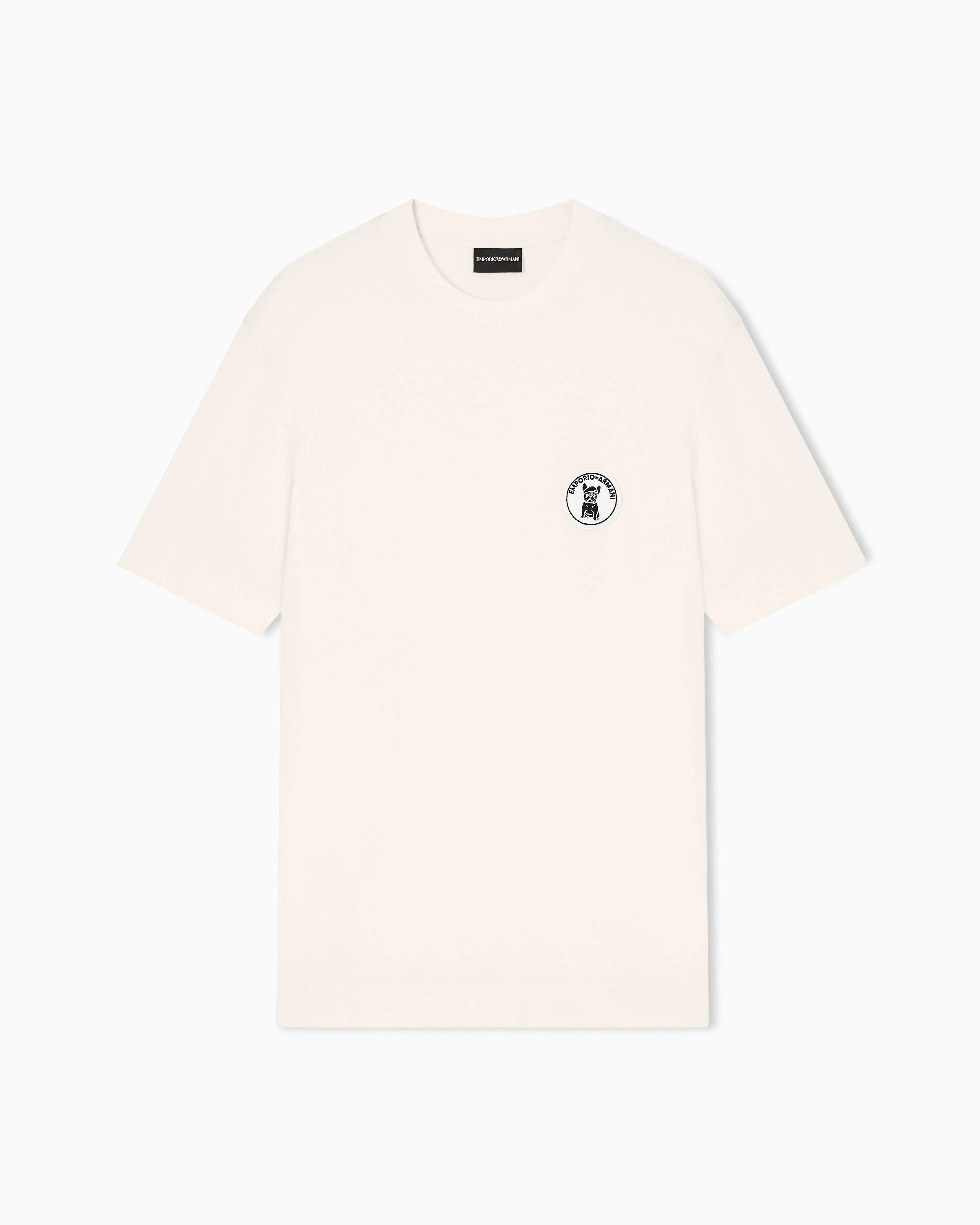 Emporio Armani Lyocell-blend jersey T-shirt with French bulldog patch