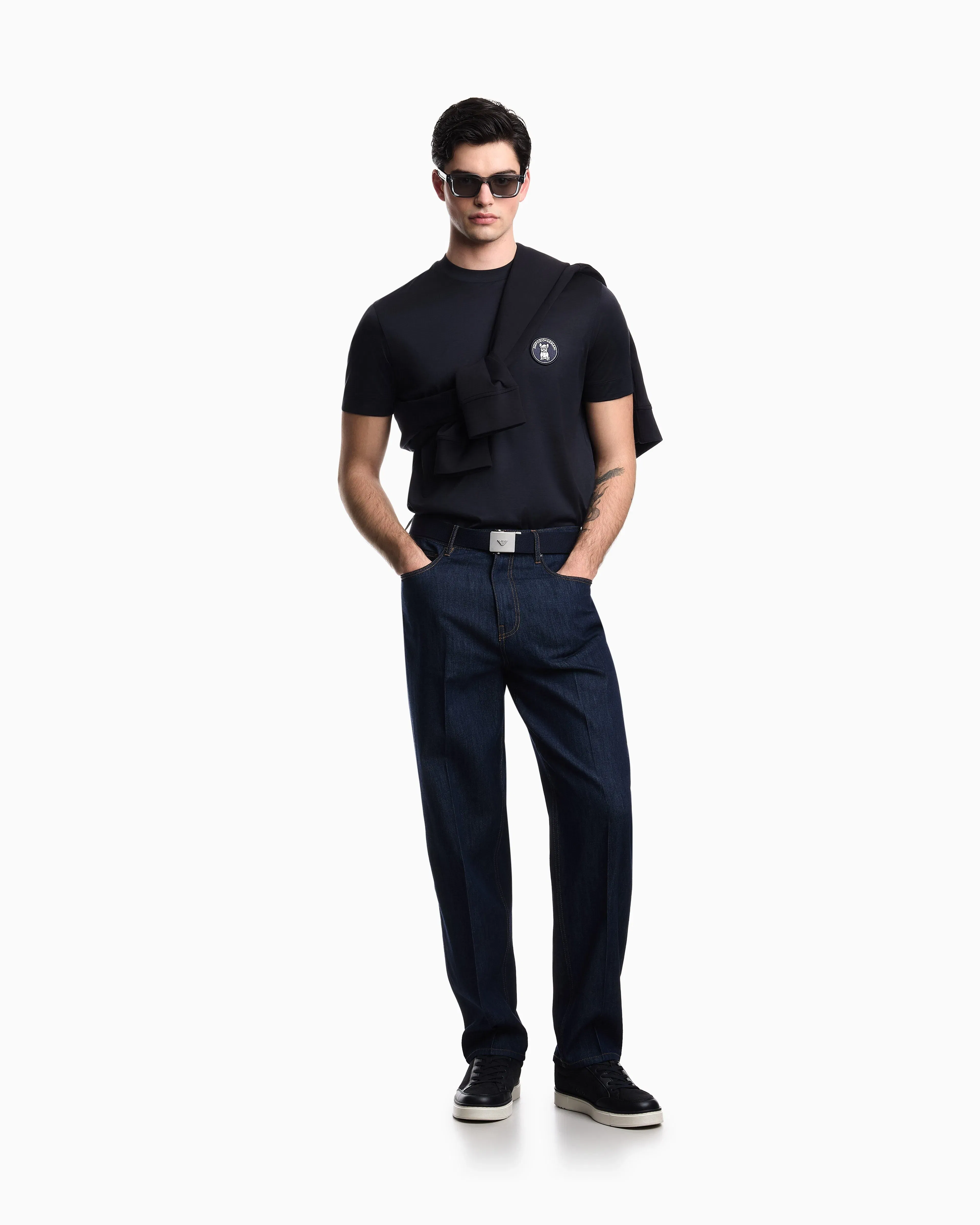 Emporio Armani Lyocell-blend jersey T-shirt with French bulldog patch