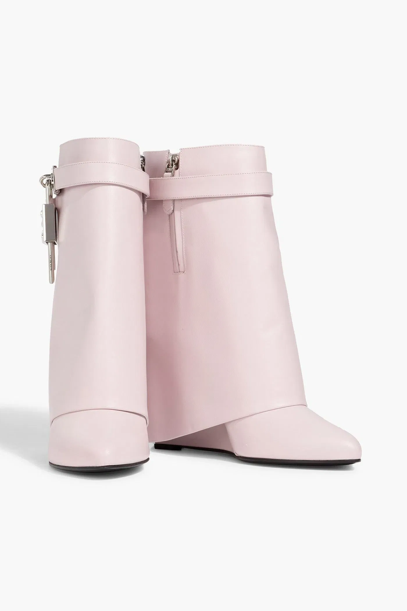 Givenchy Shark Lock Leather Ankle Boots Baby Pink Women's