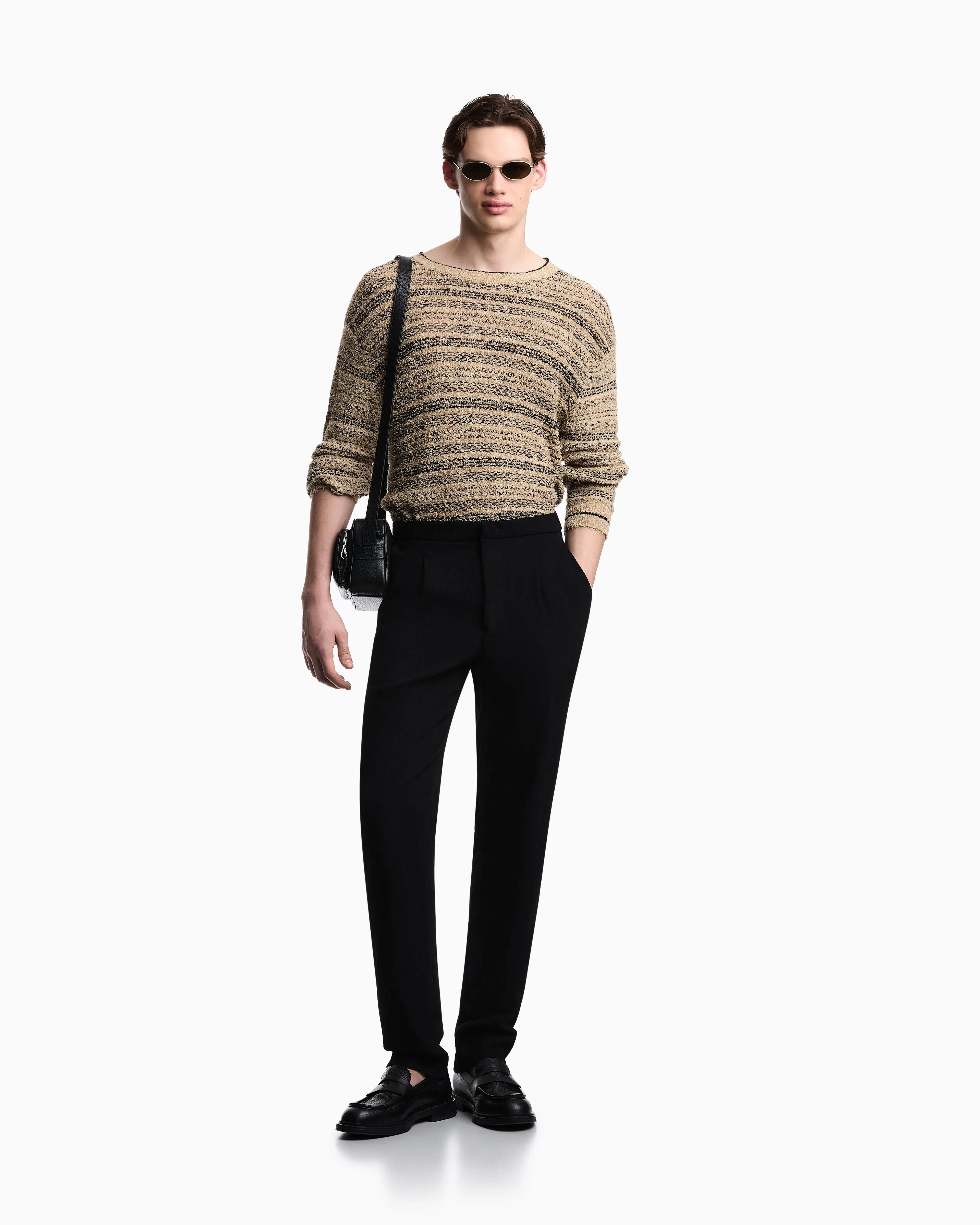 Emporio Armani 3D wrinkle-effect crêpe fabric trousers
