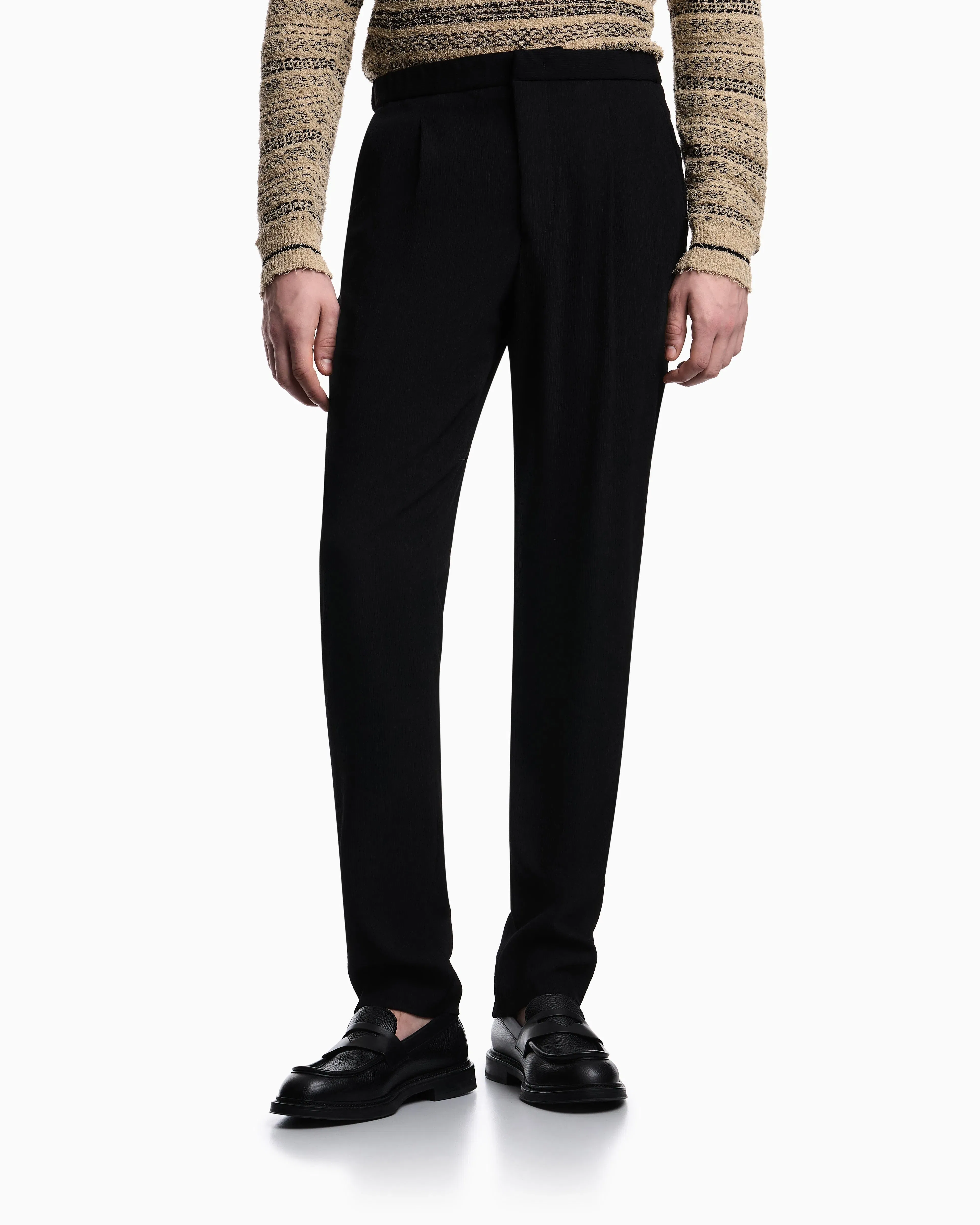 Emporio Armani 3D wrinkle-effect crêpe fabric trousers