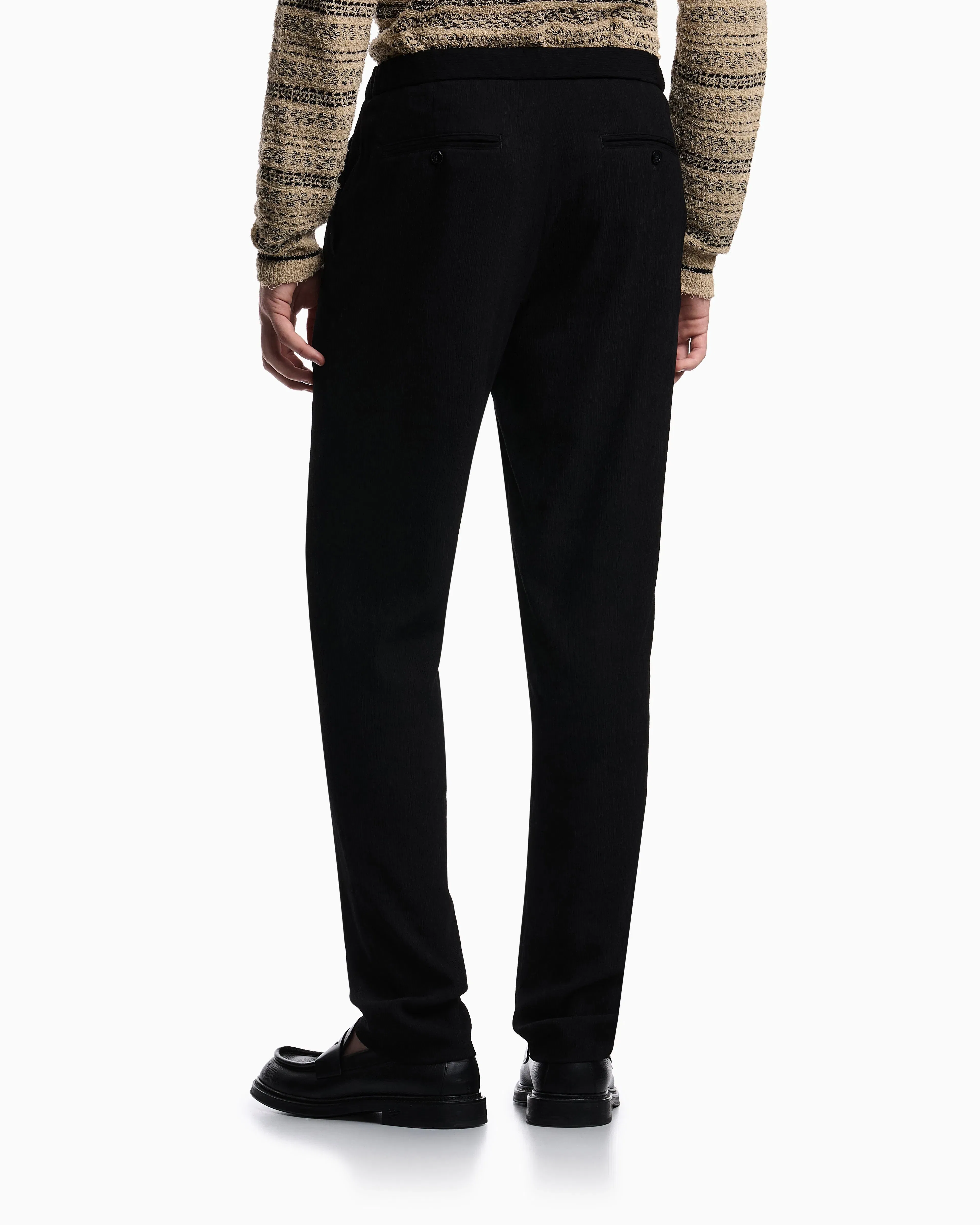 Emporio Armani 3D wrinkle-effect crêpe fabric trousers
