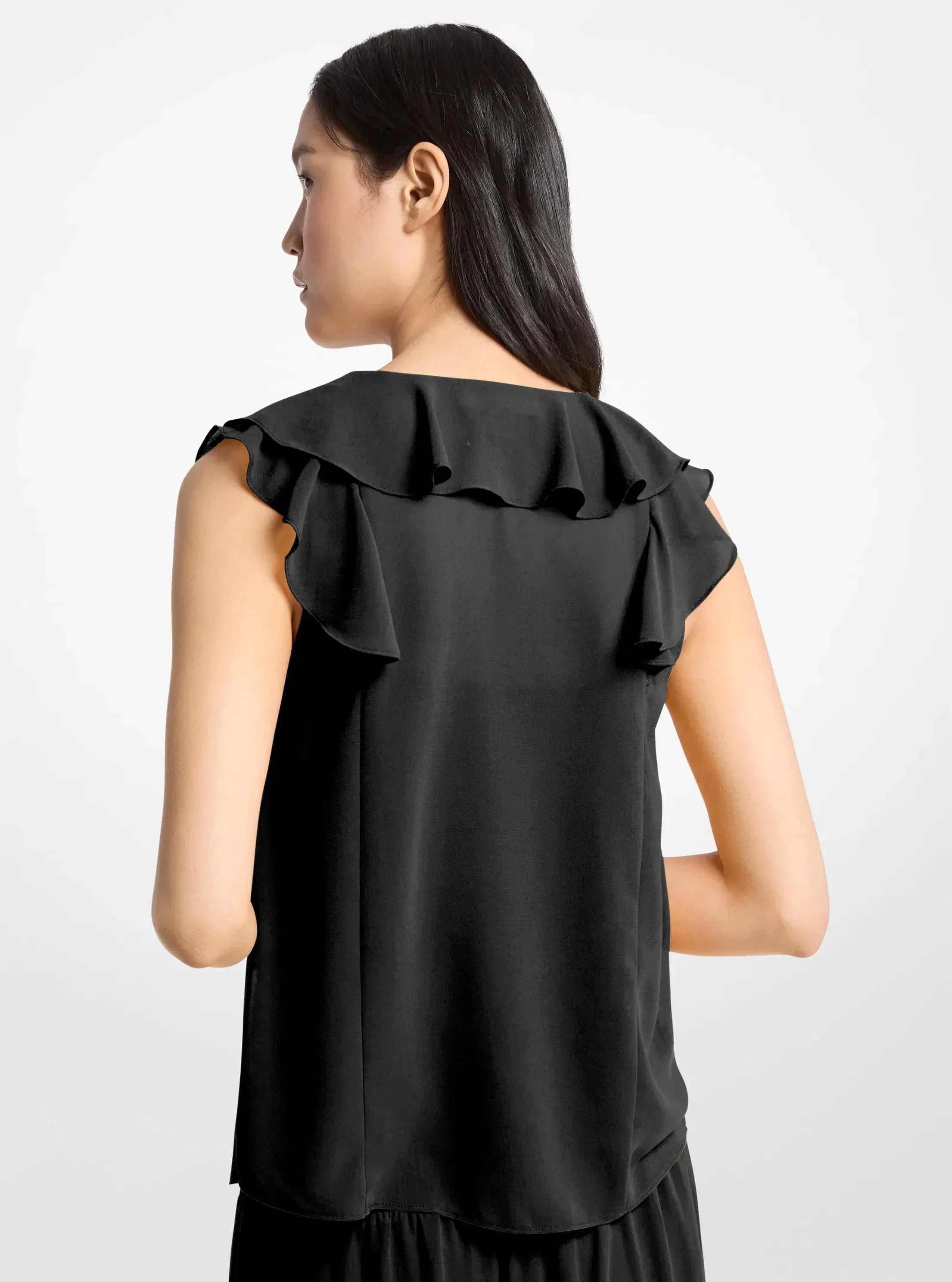 Michael Kors Ruffled Georgette Blouse BLACK