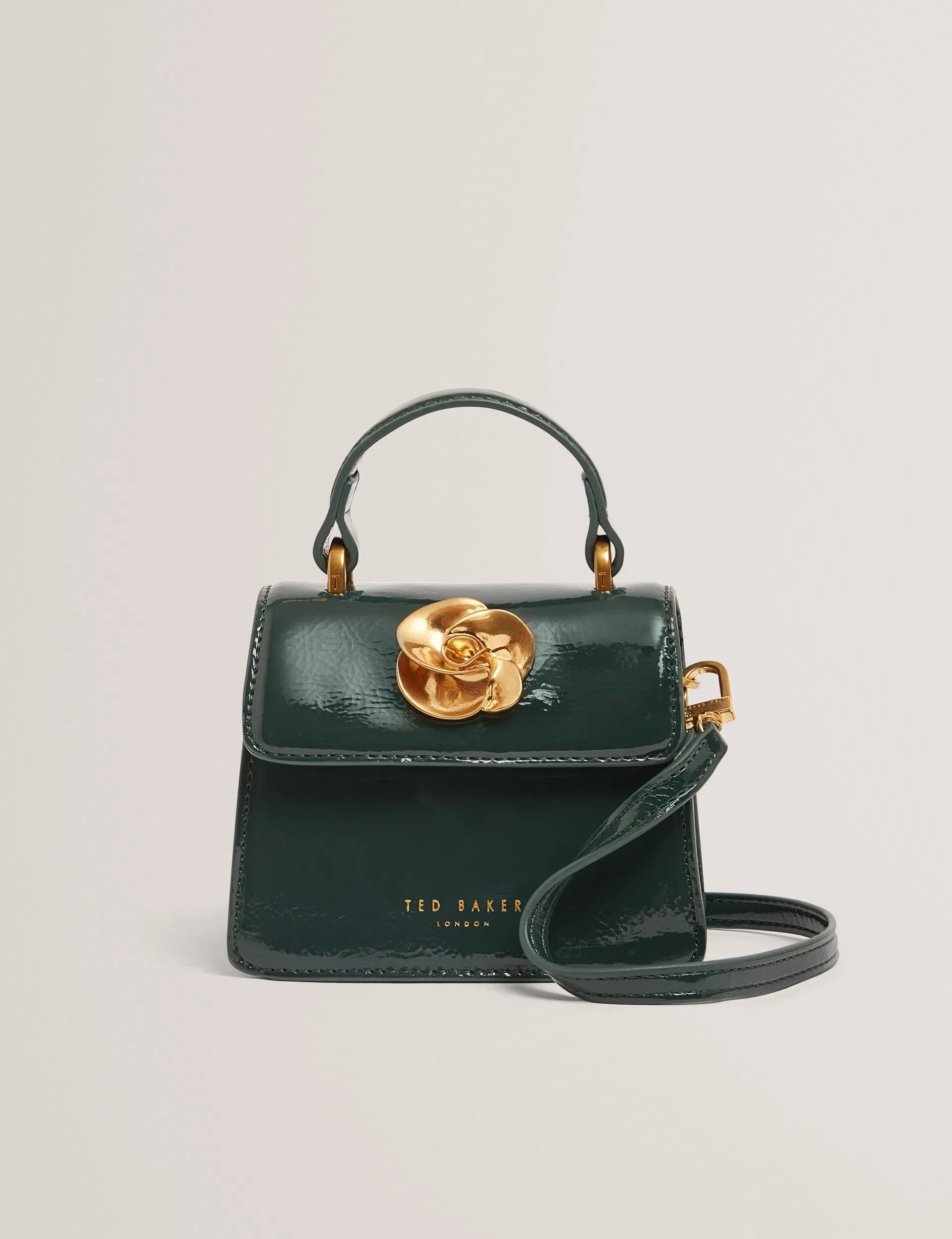 Ted Baker Roselah Hardware Rose Mini Top Handle Bag In Dkgreen Women's