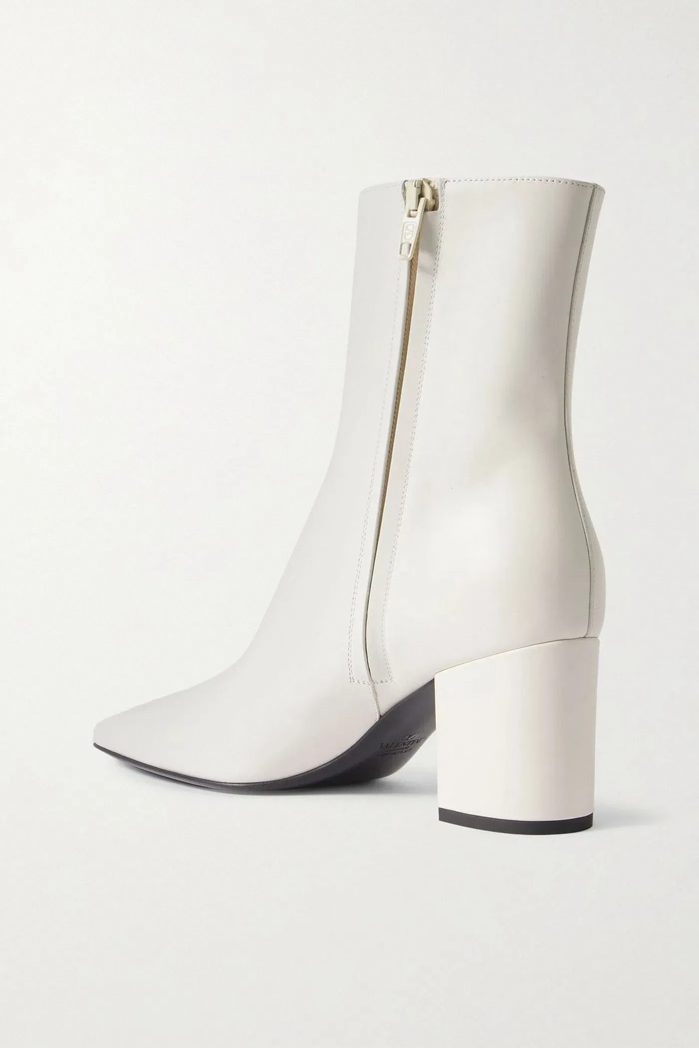 Valentino Garavani Vlogo Bold 70 Leather Ankle Boots Ivory Women's