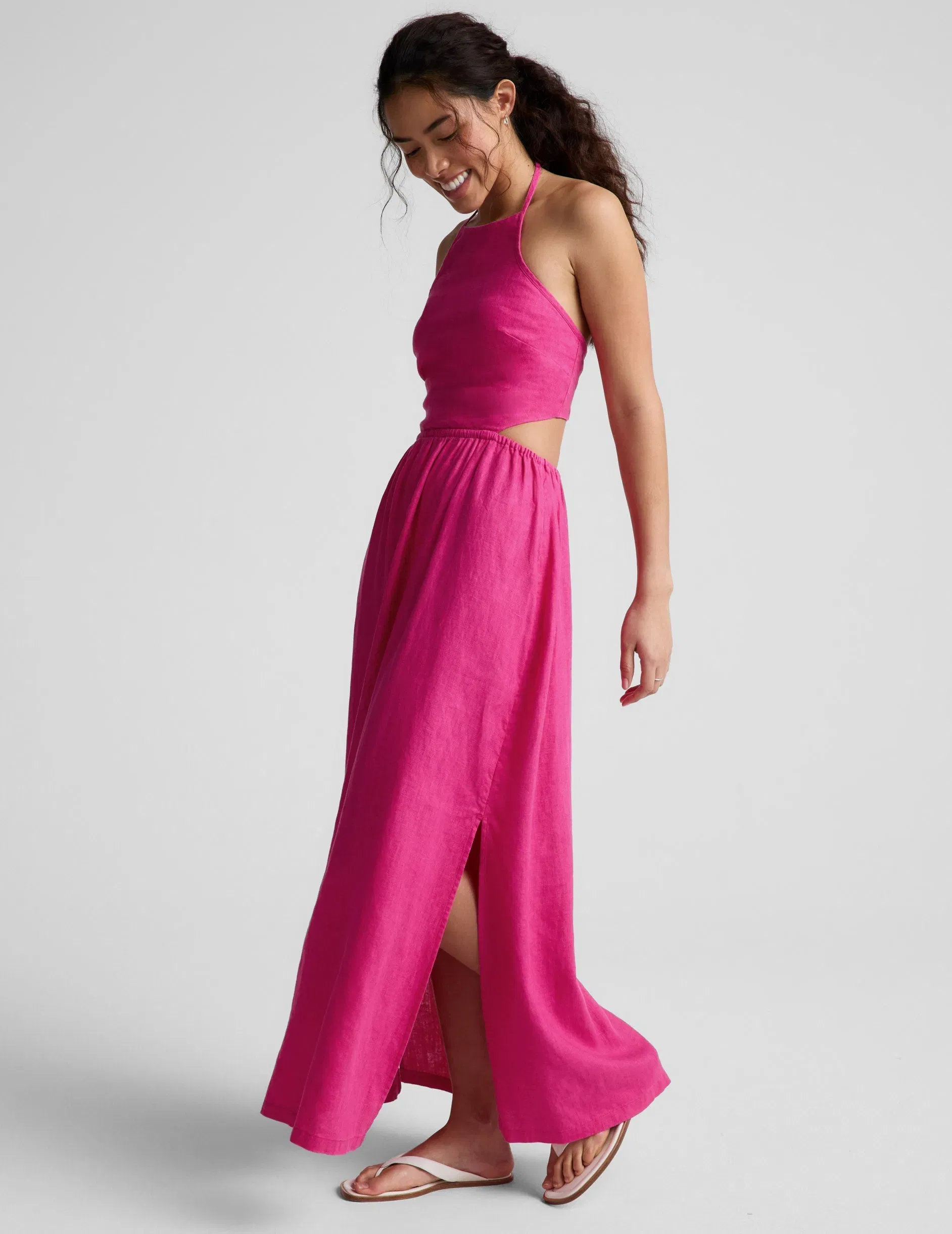 Beyond Yoga SoftWash Linen Halter Dress Women's