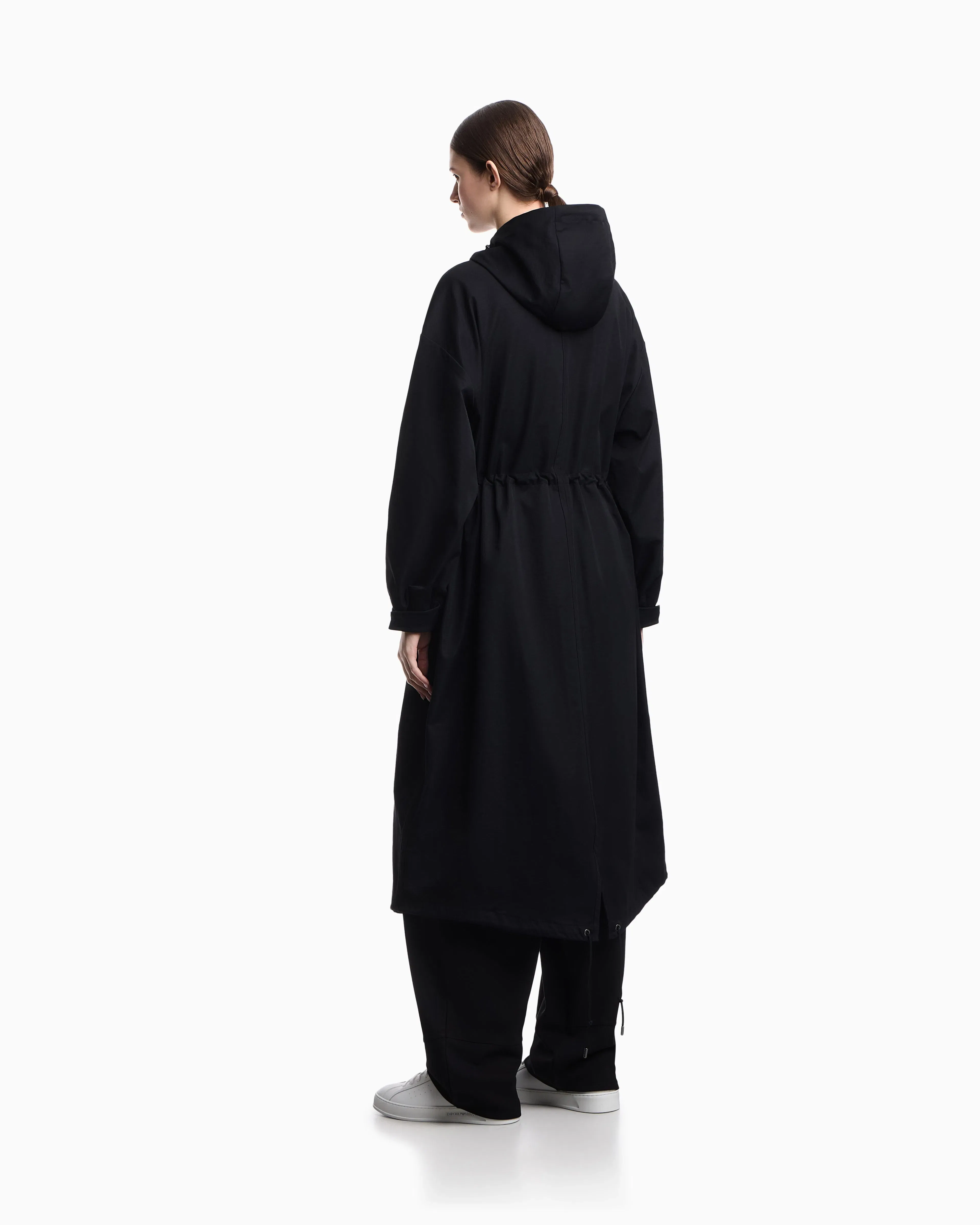 Emporio Armani Nylon twill hooded trench coat