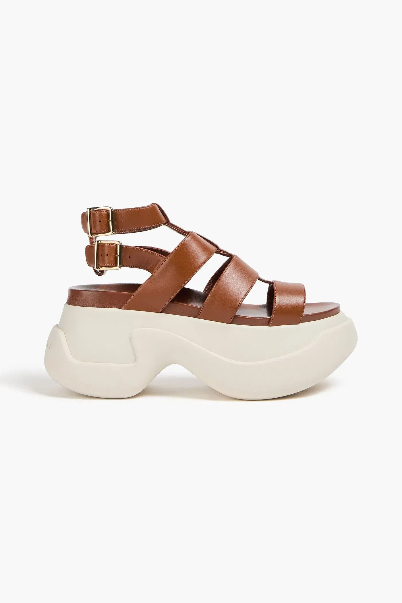 Marni Leather Exaggerated-Sole Sandals Light Brown Women's