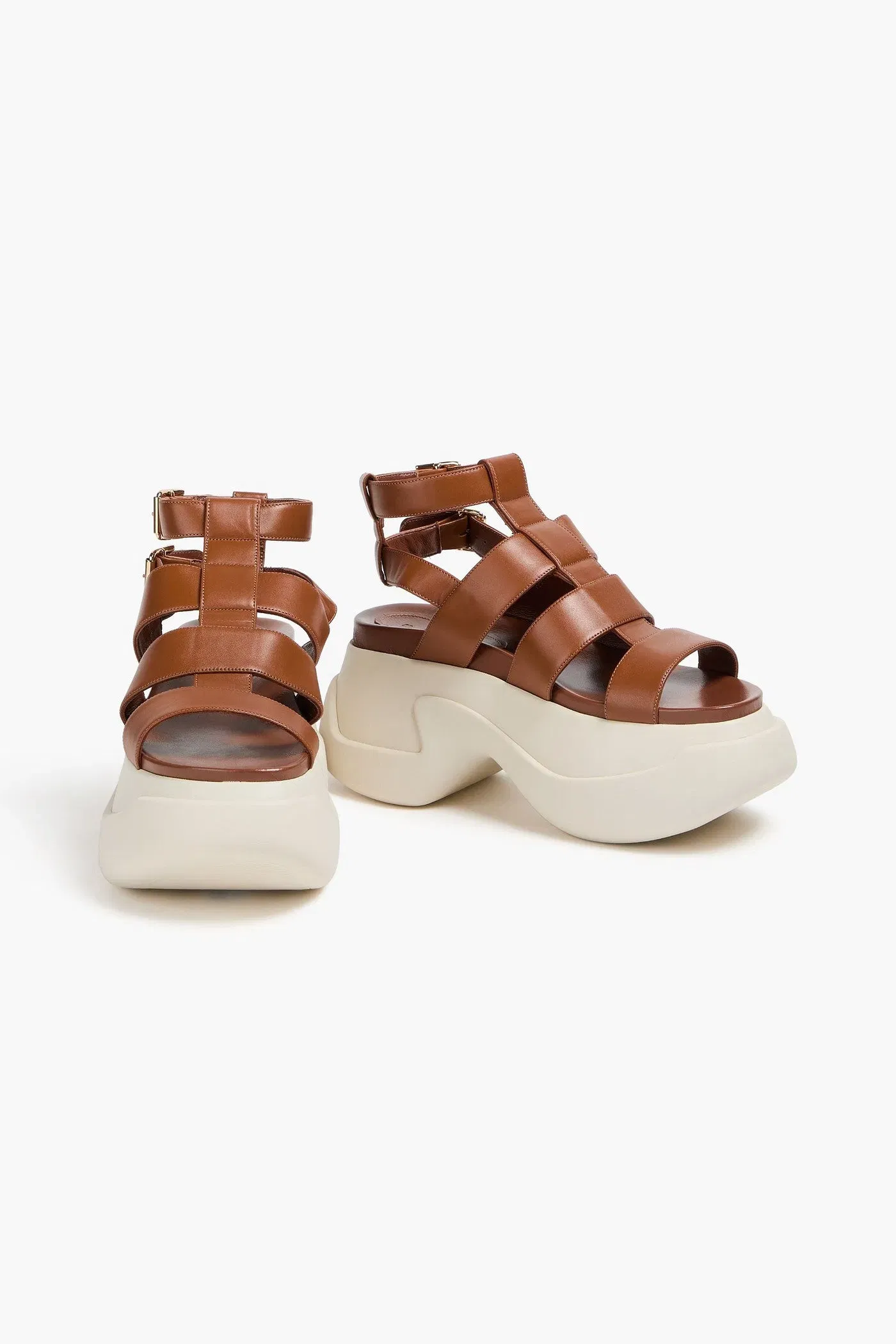 Marni Leather Exaggerated-Sole Sandals Light Brown Women's