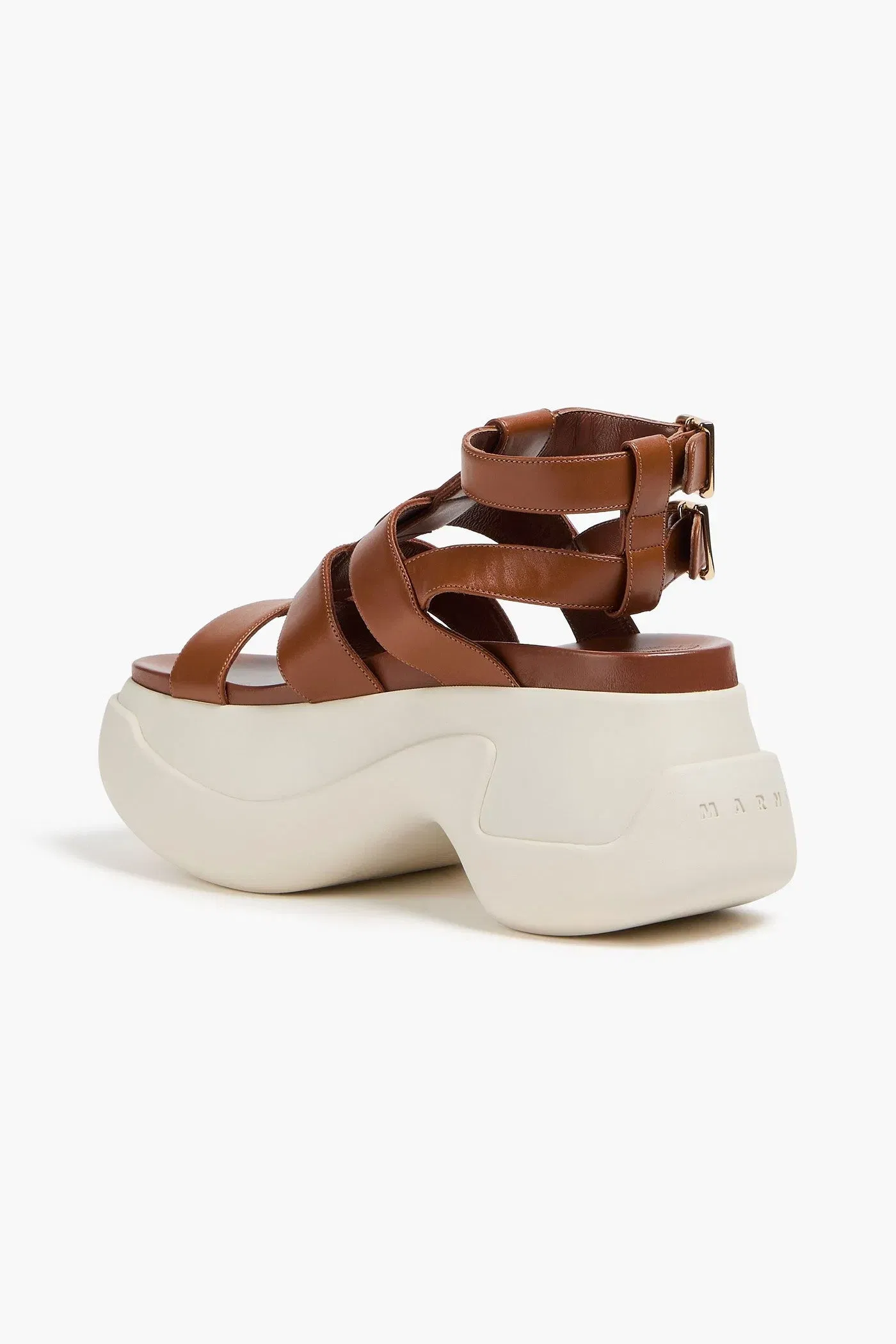 Marni Leather Exaggerated-Sole Sandals Light Brown Women's