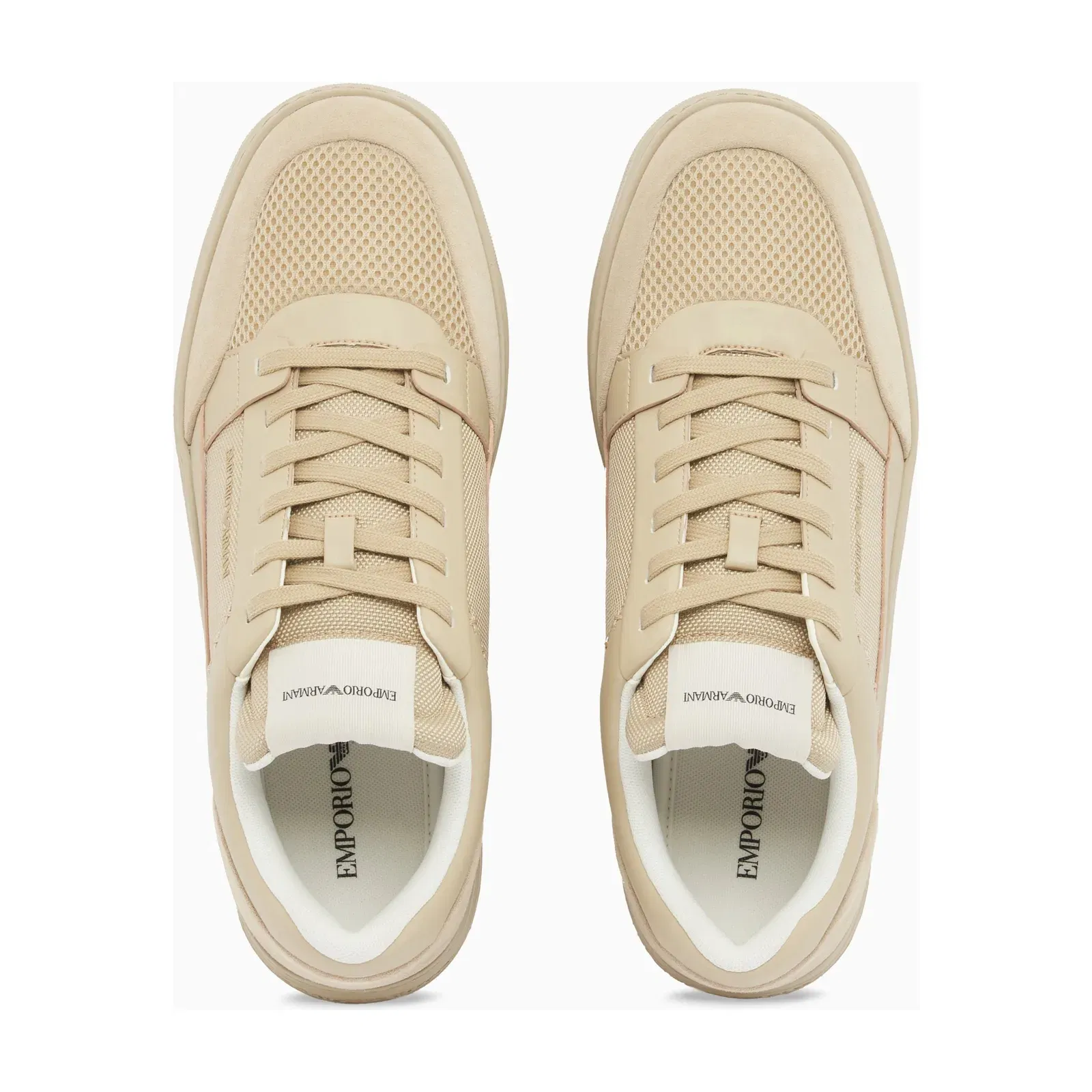 Emporio Armani Cordura Sneakers With Suede Details Beige
