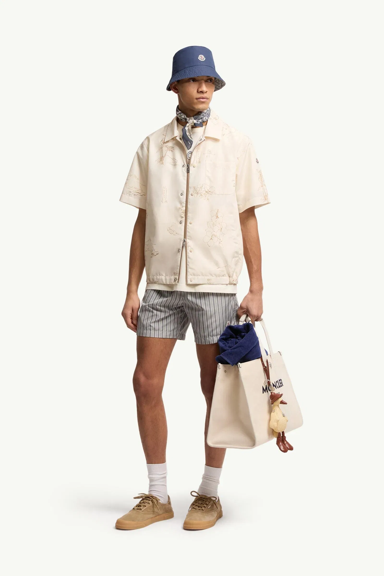 Moncler Surf Print Short Sleeve Shirt White Ivory White Ivory
