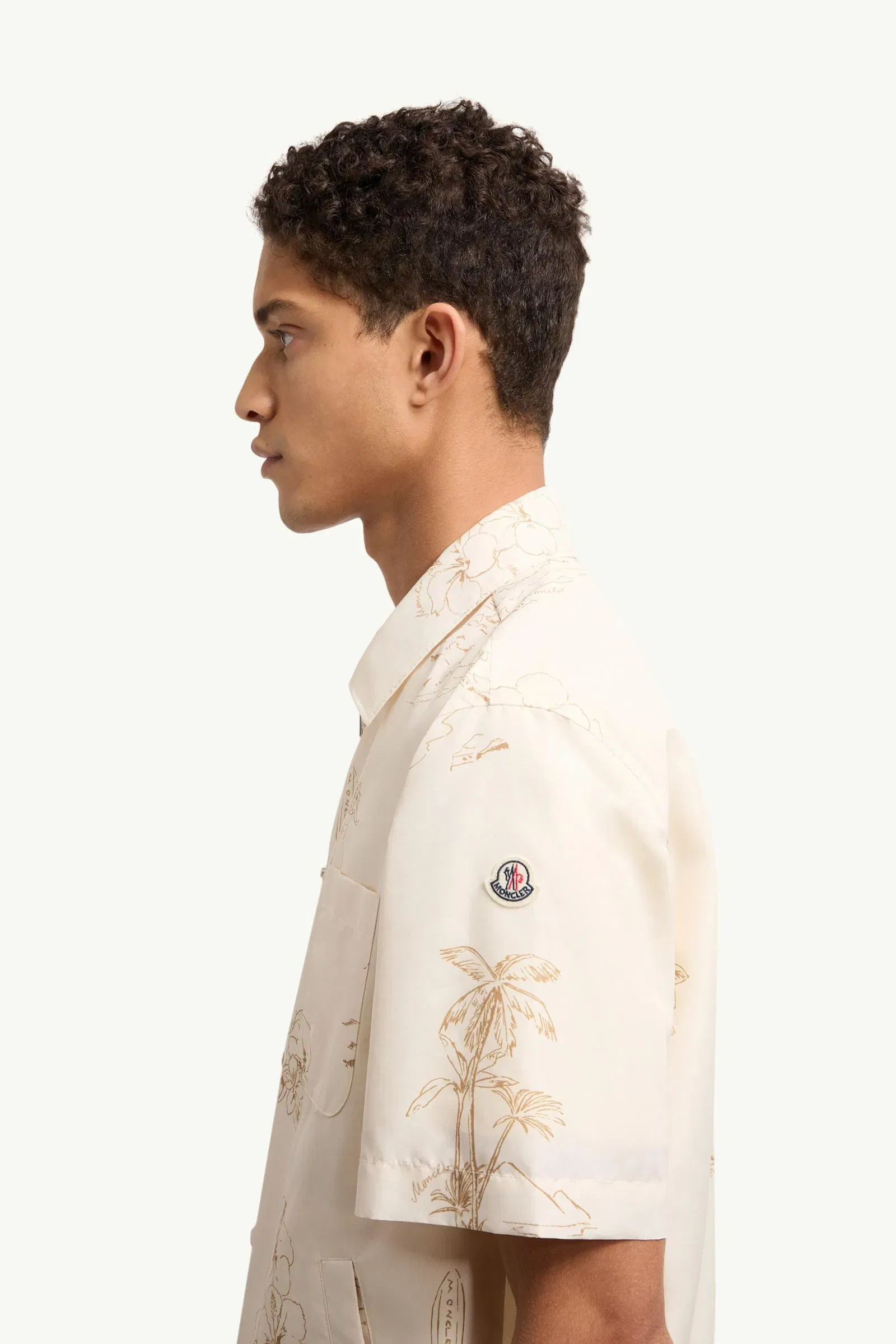 Moncler Surf Print Short Sleeve Shirt White Ivory White Ivory