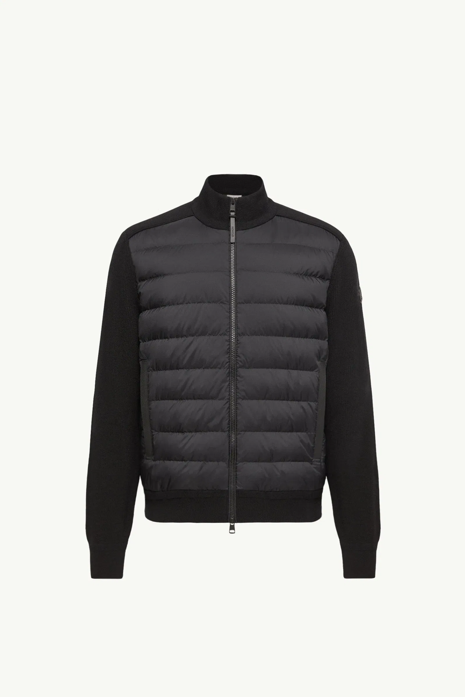 Moncler Wool & Cashmere Blend Padded Zip-Up Cardigan Black Black