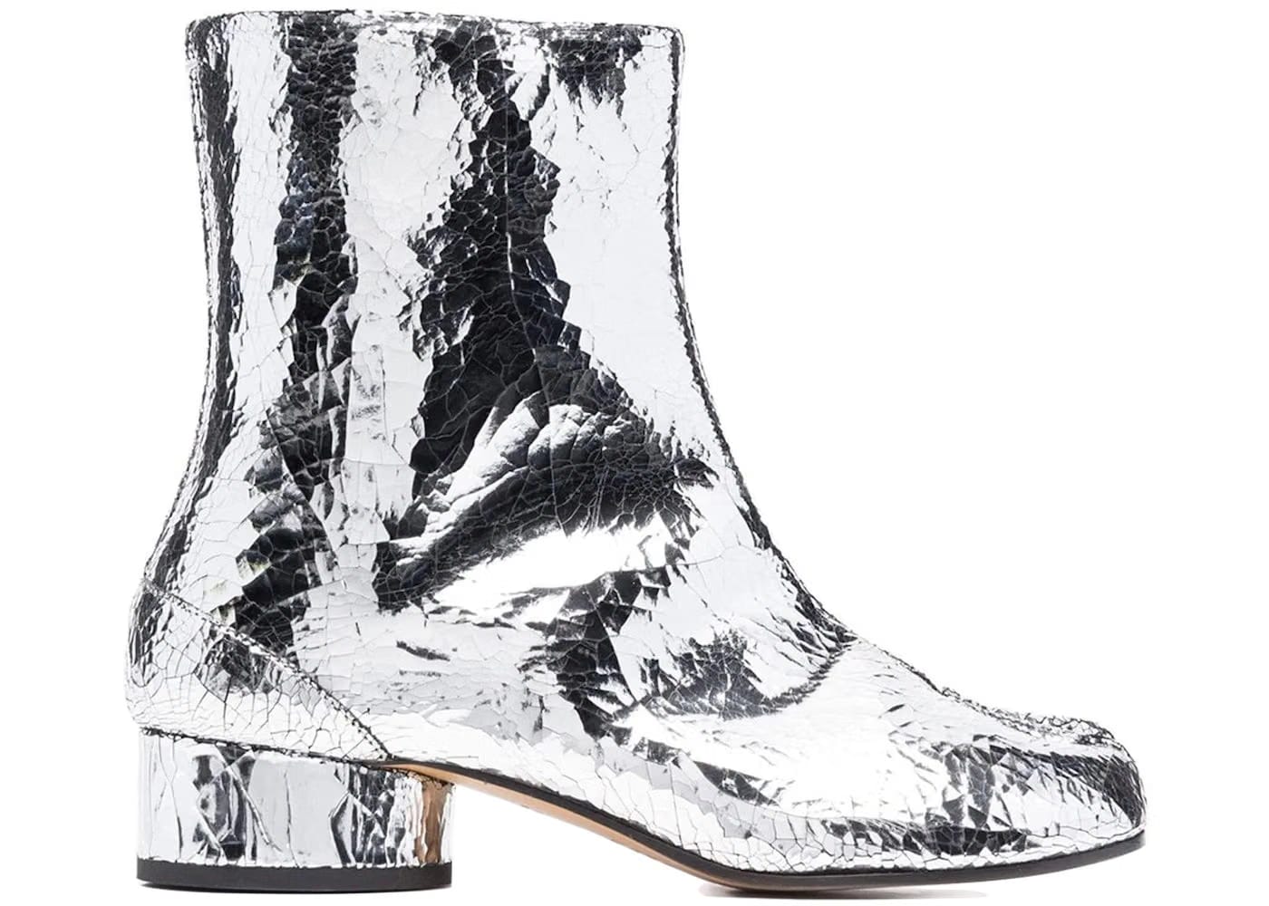 Maison Margiela Tabi Ankle Boot Cracked Metallic Silver Womens