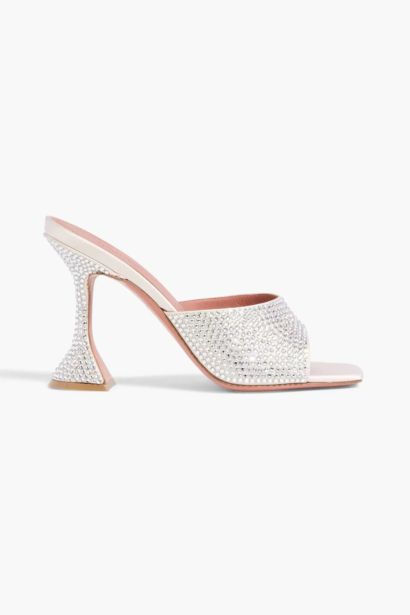 Amina Muaddi Lupita Crystal-Embellished Satin Mules Silver Women's