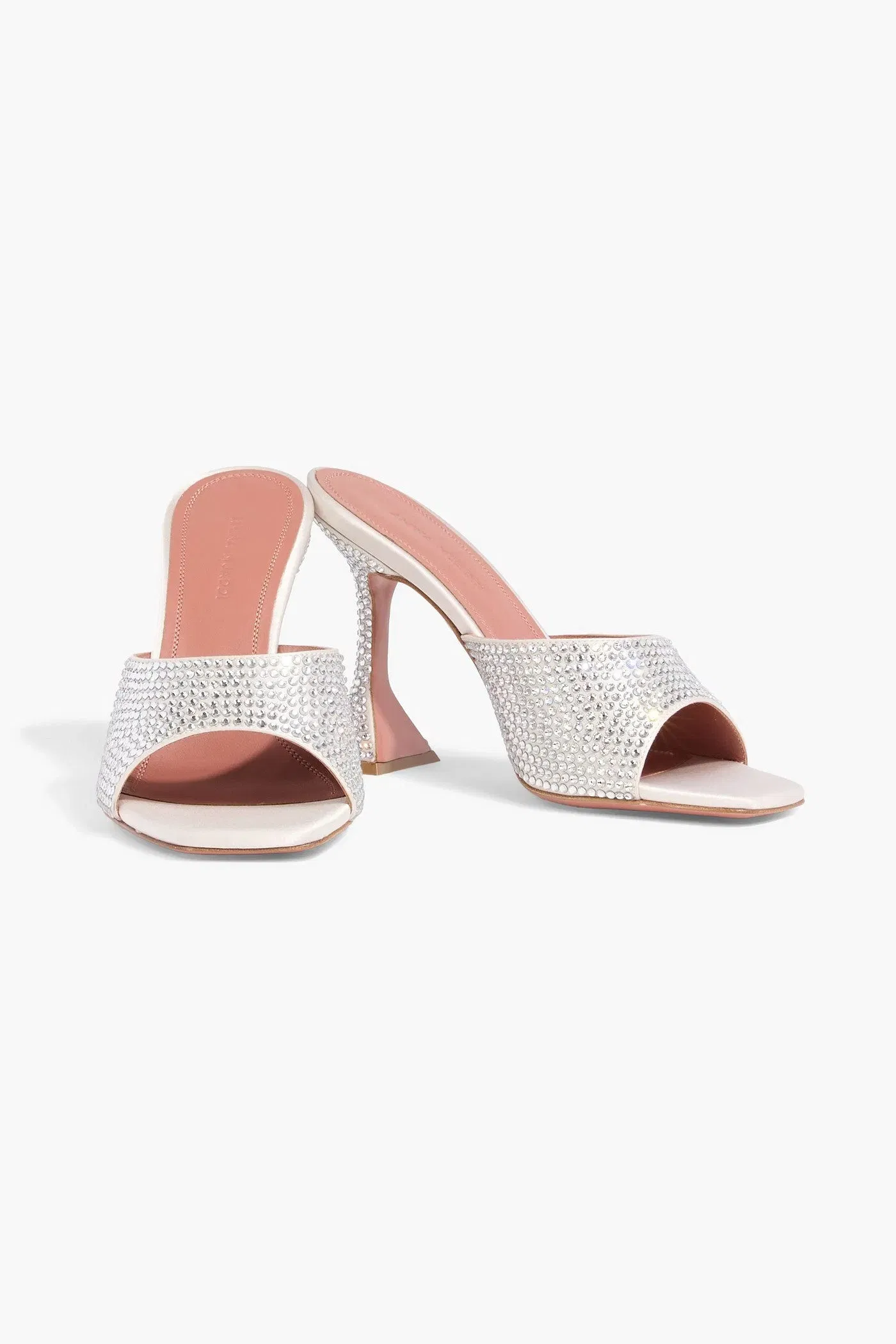 Amina Muaddi Lupita Crystal-Embellished Satin Mules Silver Women's