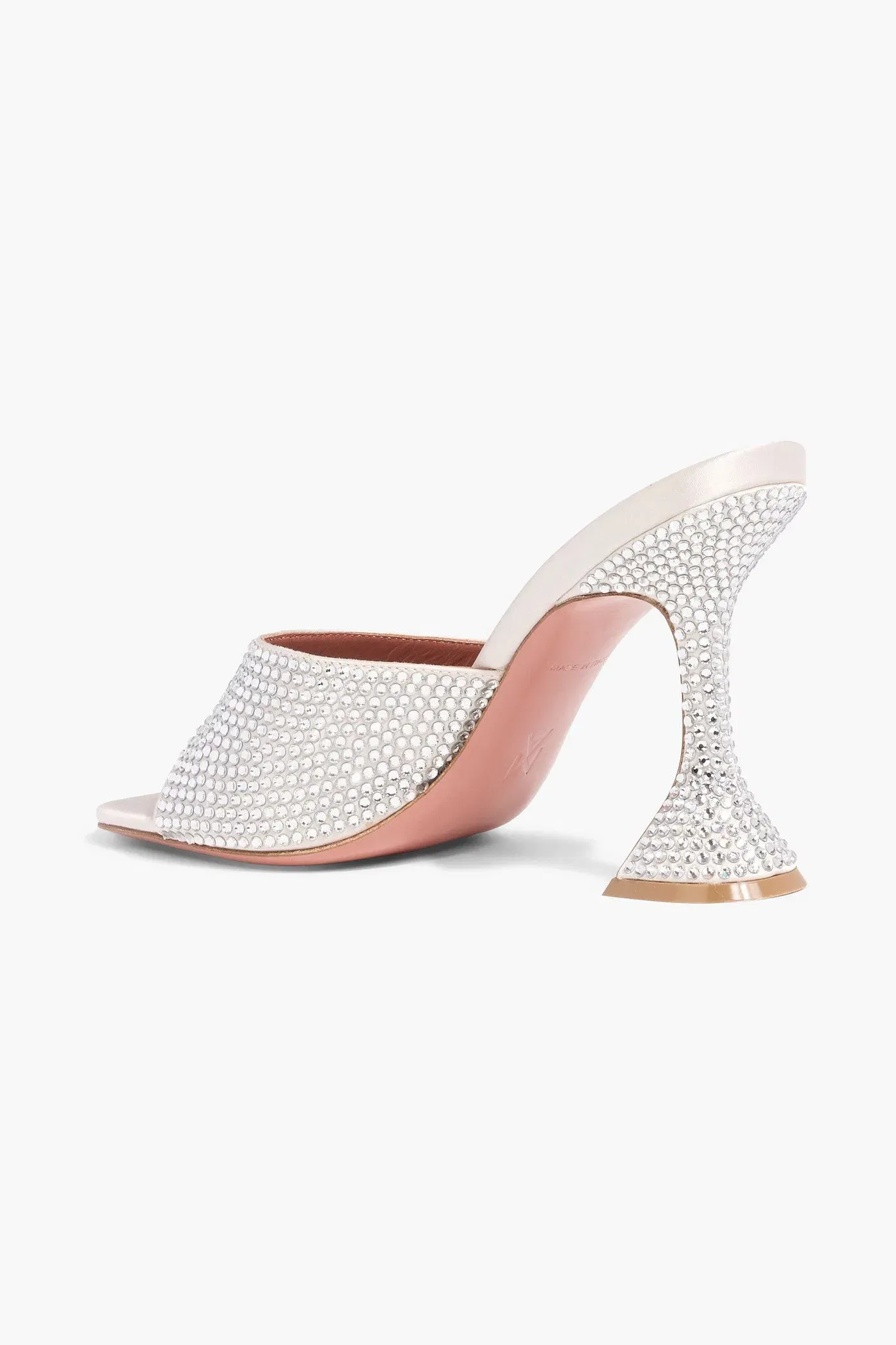 Amina Muaddi Lupita Crystal-Embellished Satin Mules Silver Women's
