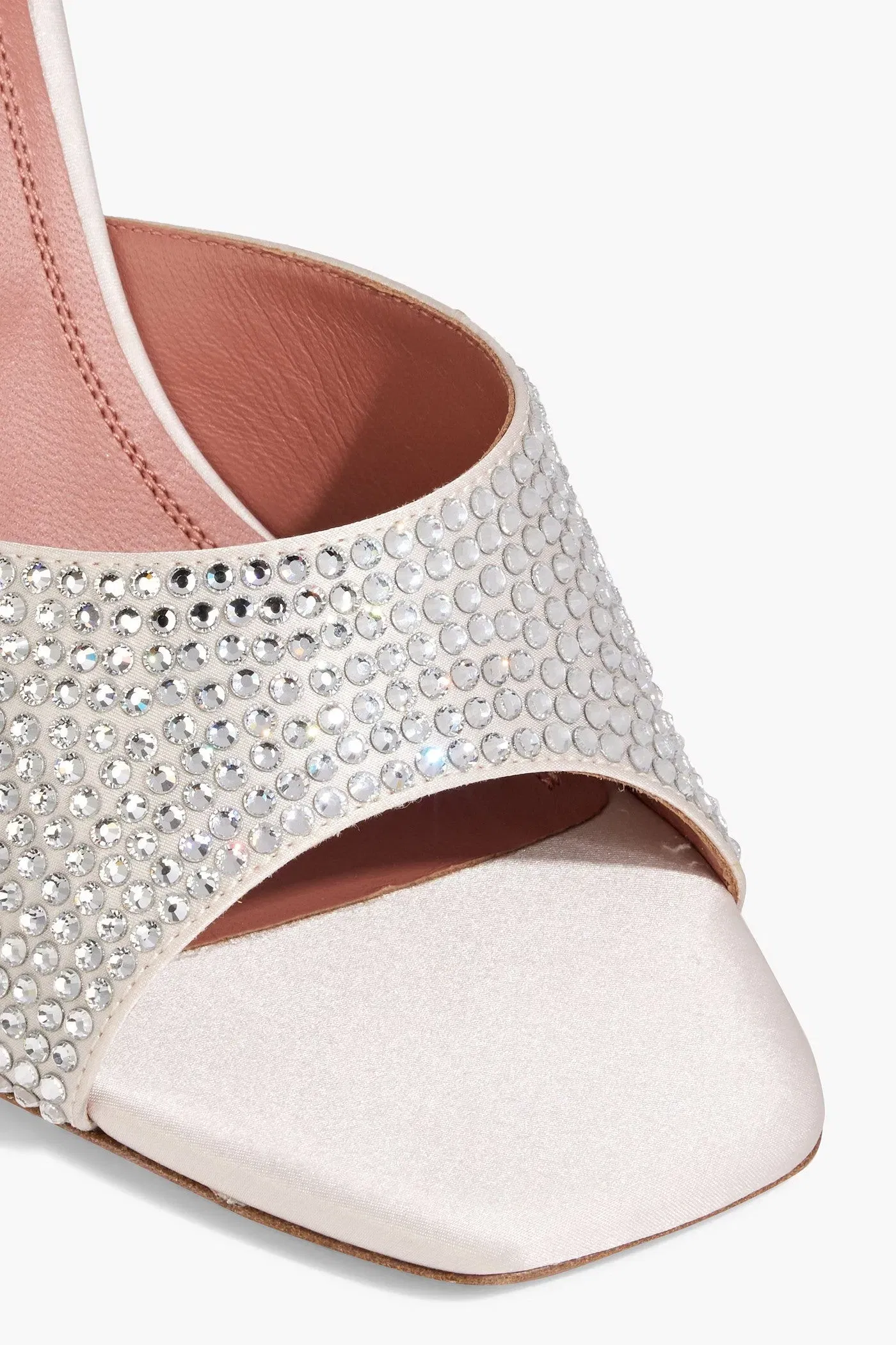 Amina Muaddi Lupita Crystal-Embellished Satin Mules Silver Women's