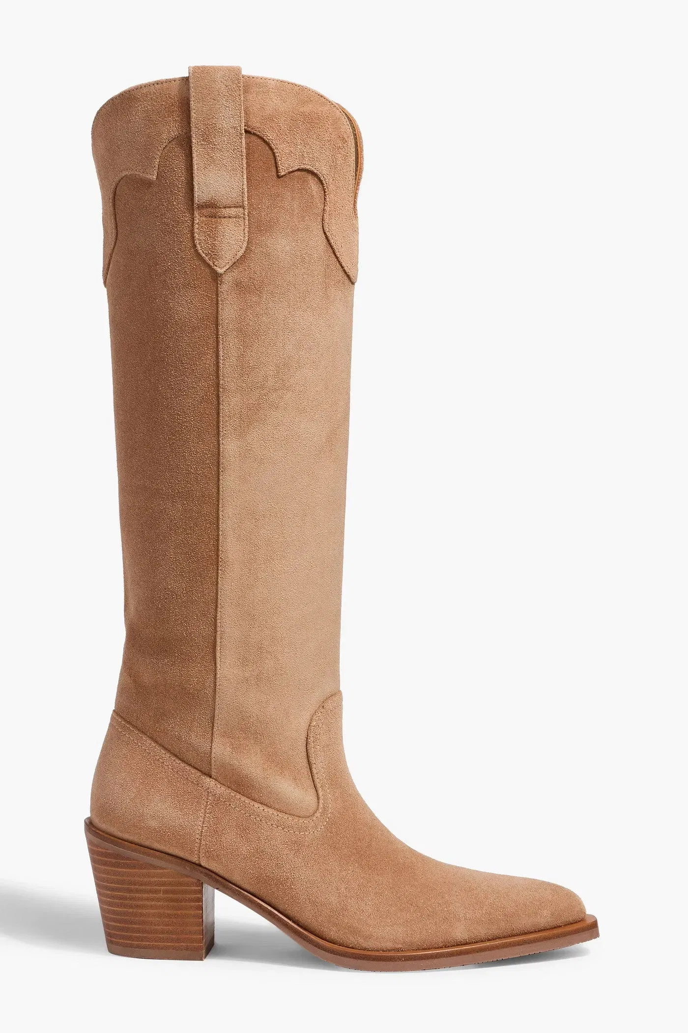 Stuart Weitzman Felix Suede Cowboy Boots Camel Women's