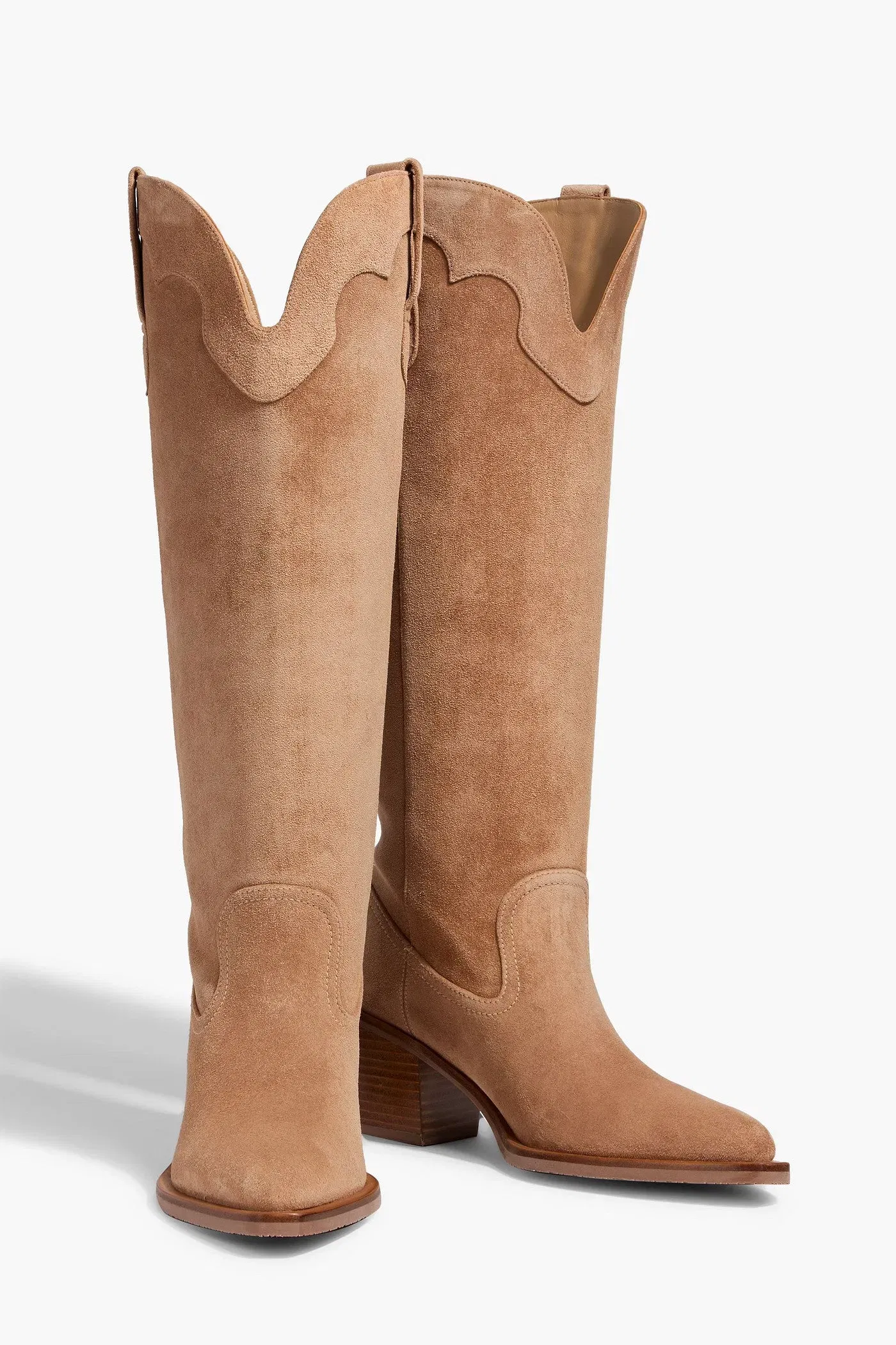 Stuart Weitzman Felix Suede Cowboy Boots Camel Women's
