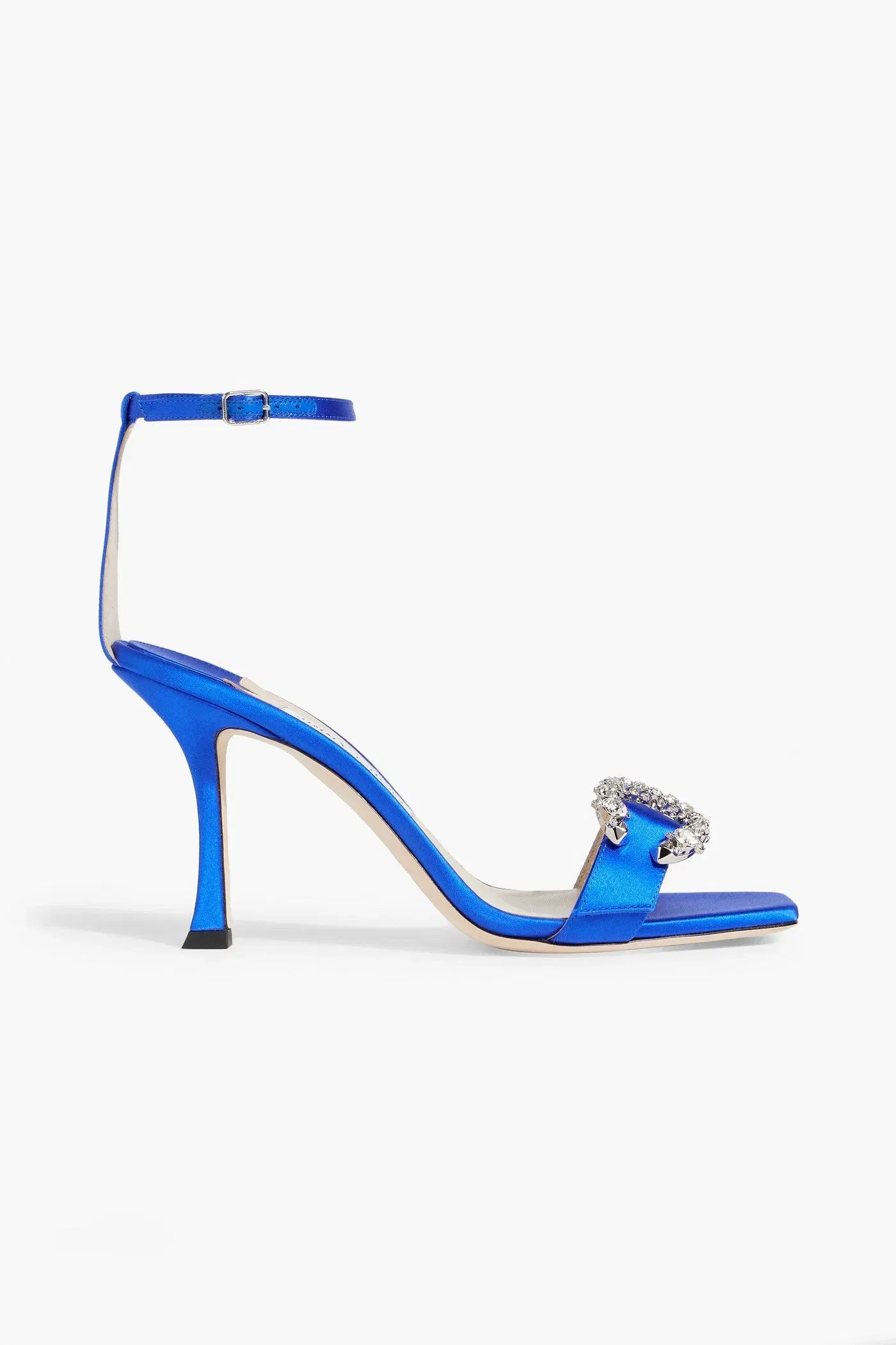 Jimmy Choo Marsai 90 Crystal-Embellished Satin Sandals Bright Blue Women's