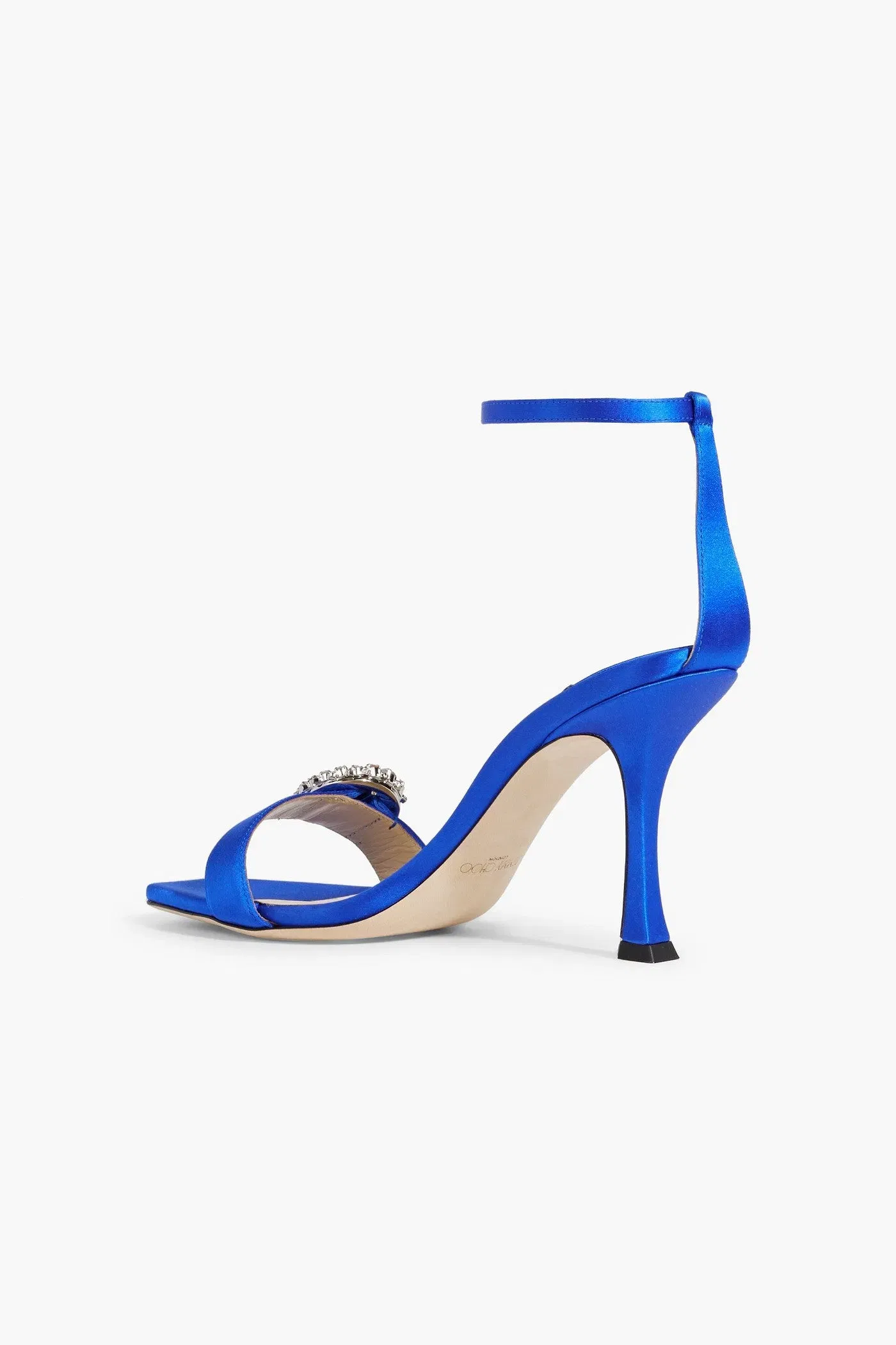 Jimmy Choo Marsai 90 Crystal-Embellished Satin Sandals Bright Blue Women's