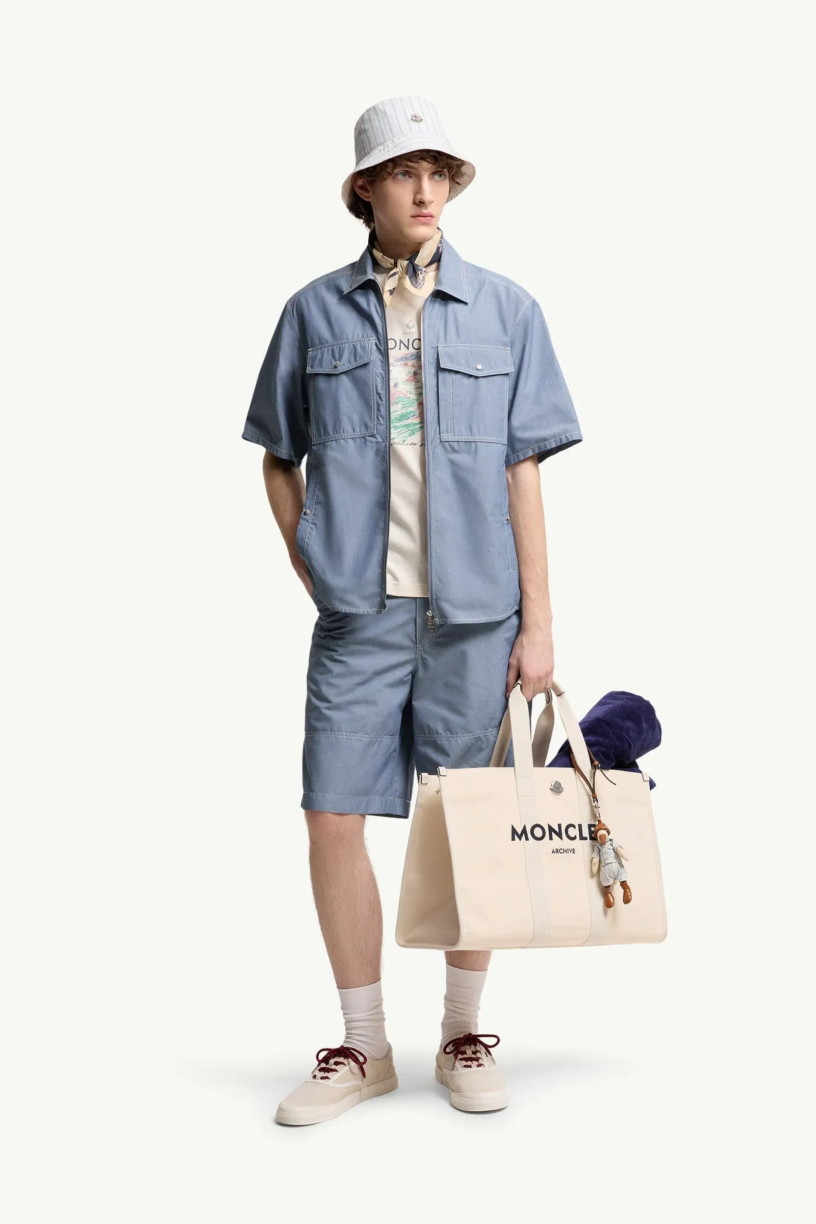 Moncler Chambray Cargo Shorts Powder Blue Powder Blue