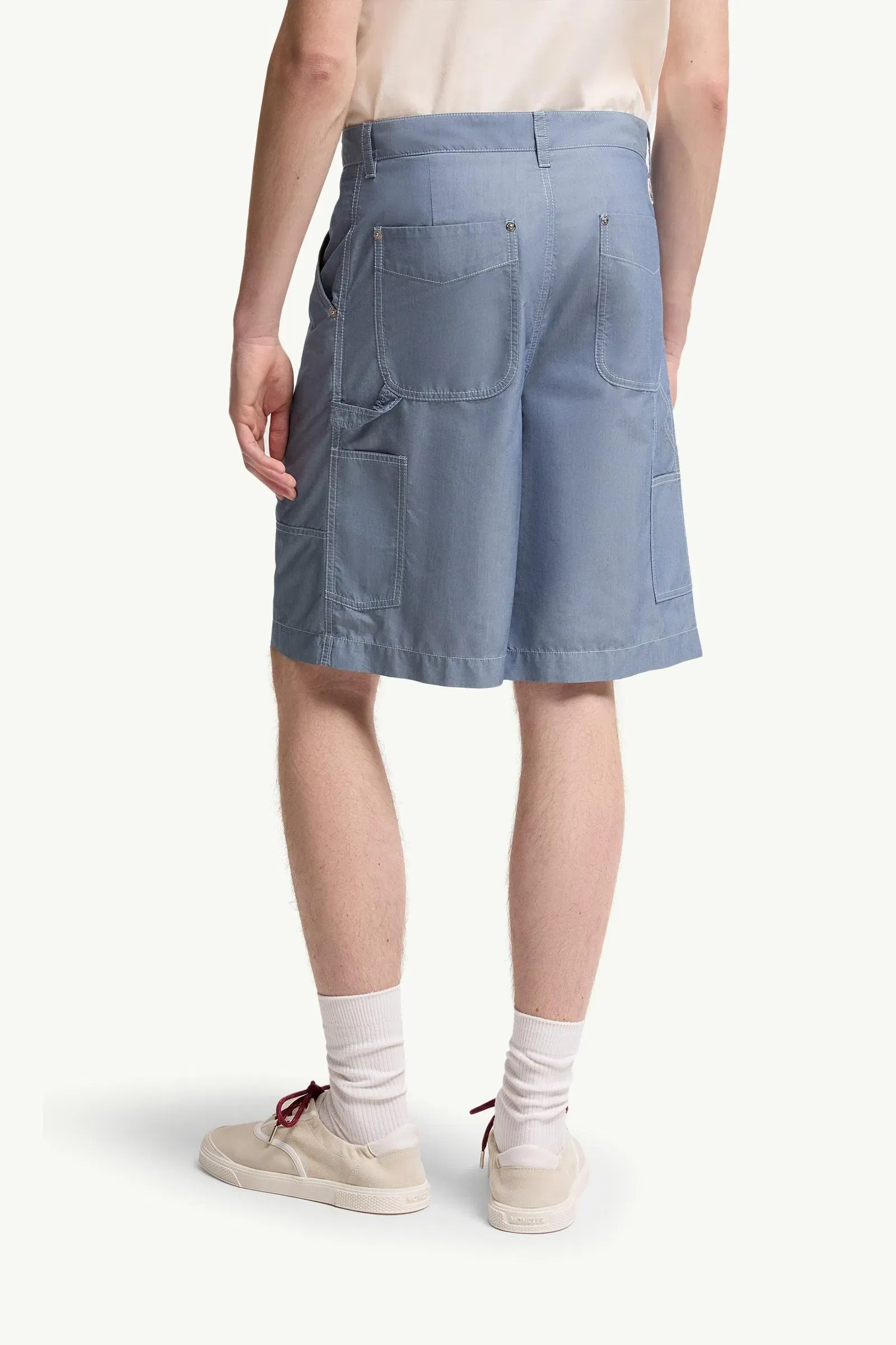 Moncler Chambray Cargo Shorts Powder Blue Powder Blue