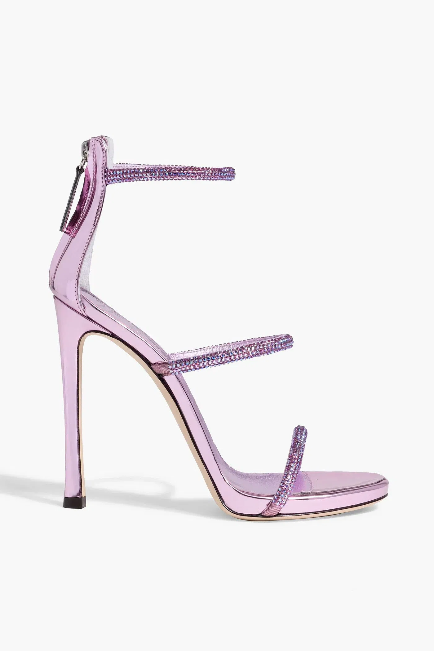 Giuseppe Zanotti Harmony Crystal-Embellished Lam Sandals Lilac Women's