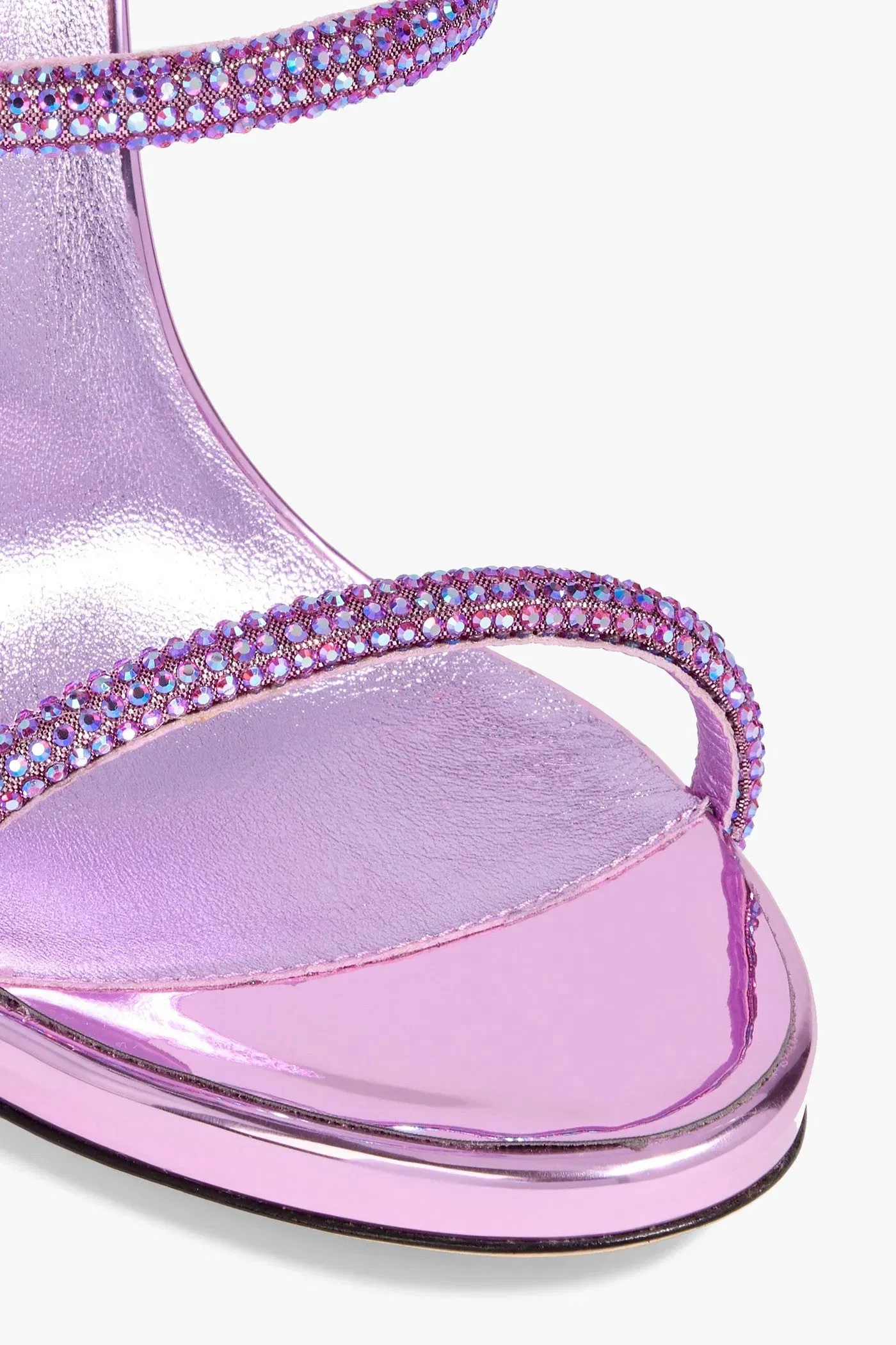 Giuseppe Zanotti Harmony Crystal-Embellished Lam Sandals Lilac Women's