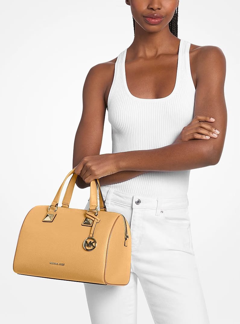 Michael Kors Grayson Medium Pebbled Leather Duffel Bag Honeywheat