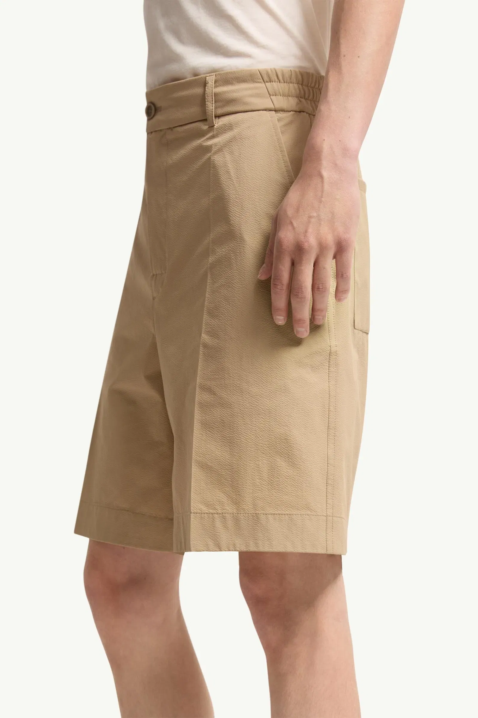 Moncler Seersucker Shorts Light Beige Light Beige