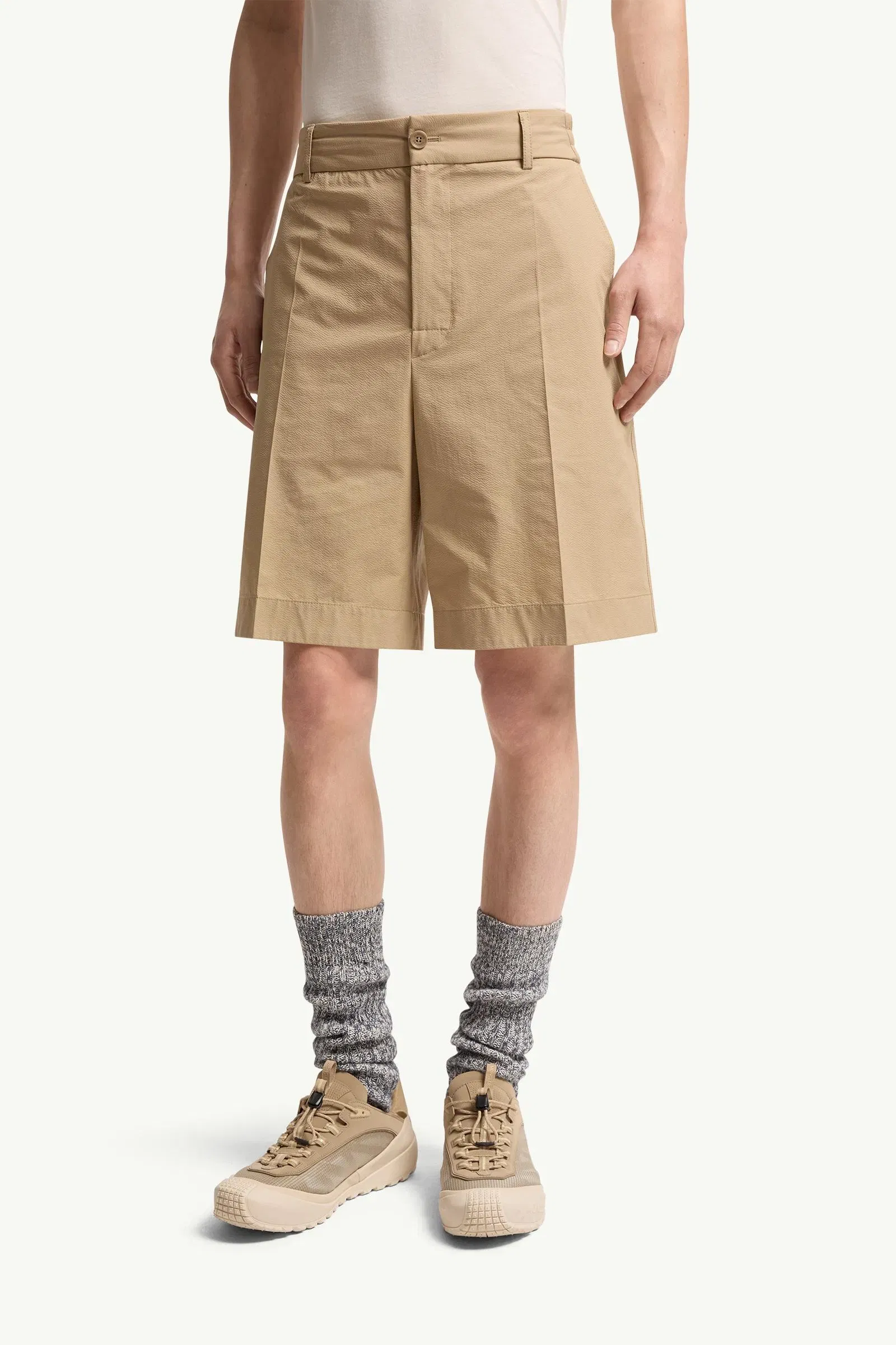 Moncler Seersucker Shorts Light Beige Light Beige