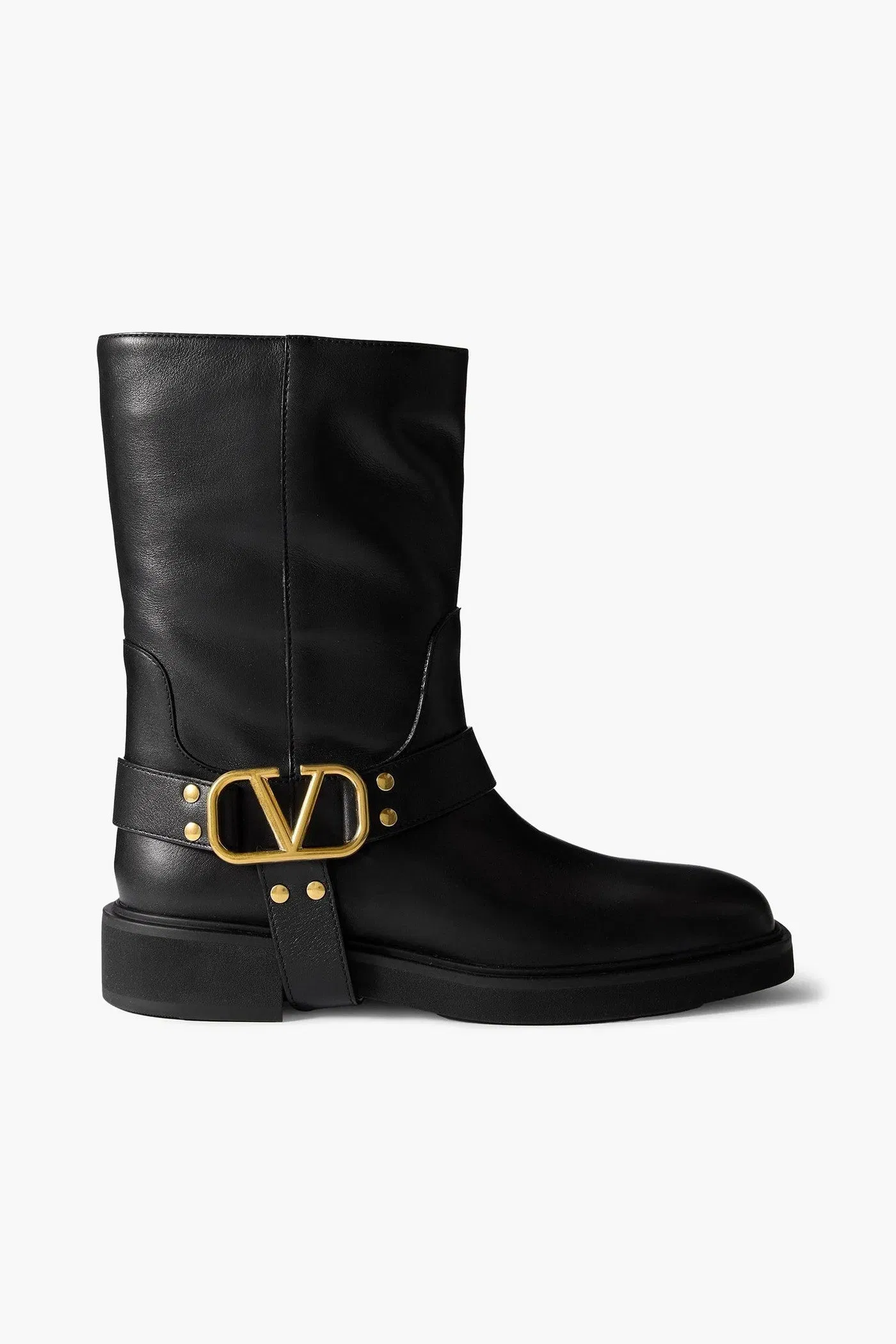 Valentino Garavani Vlogo Signature Embellished Leather Ankle Boots Black Women's