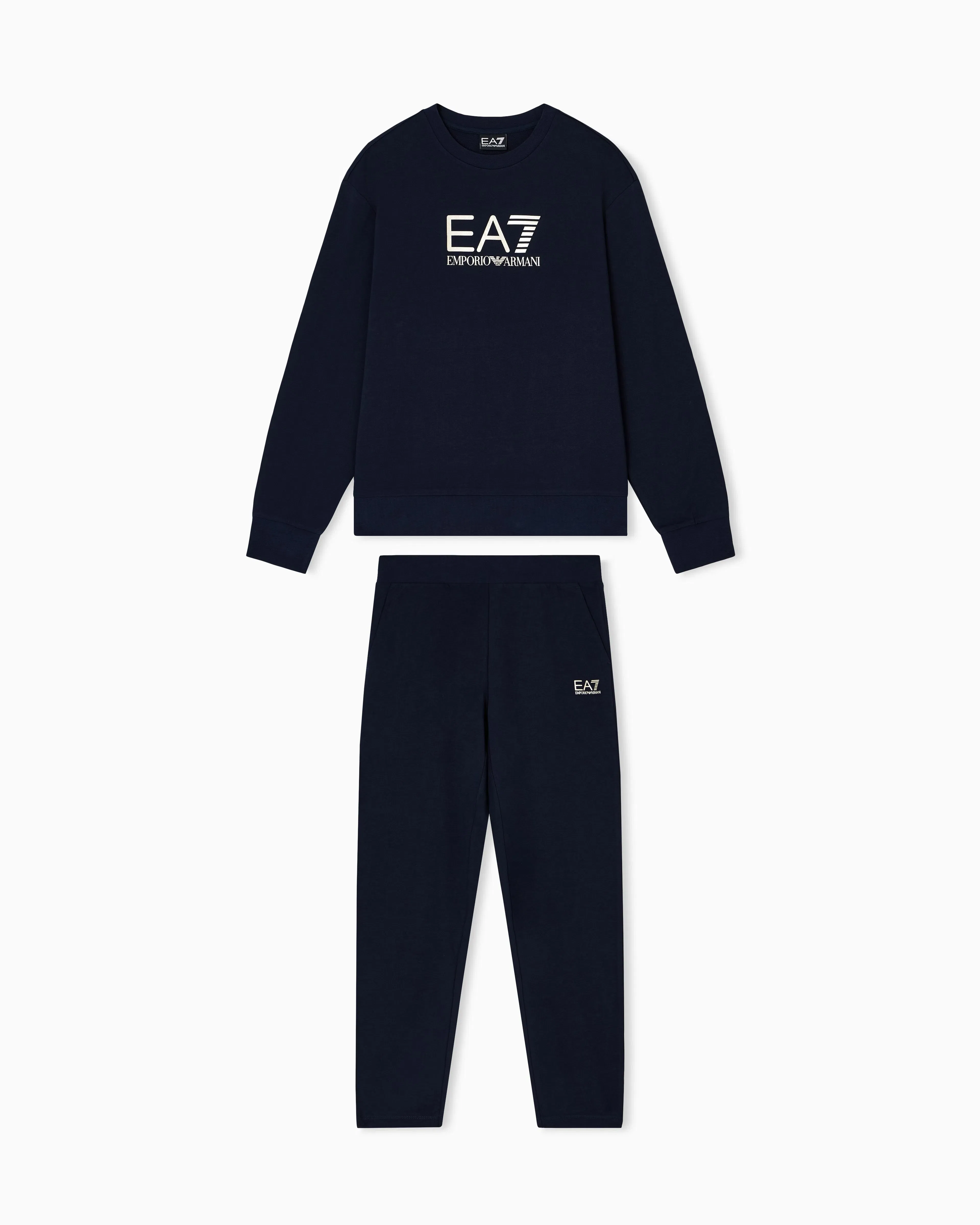 EA7 Stretch cotton crewneck logo Tracksuit