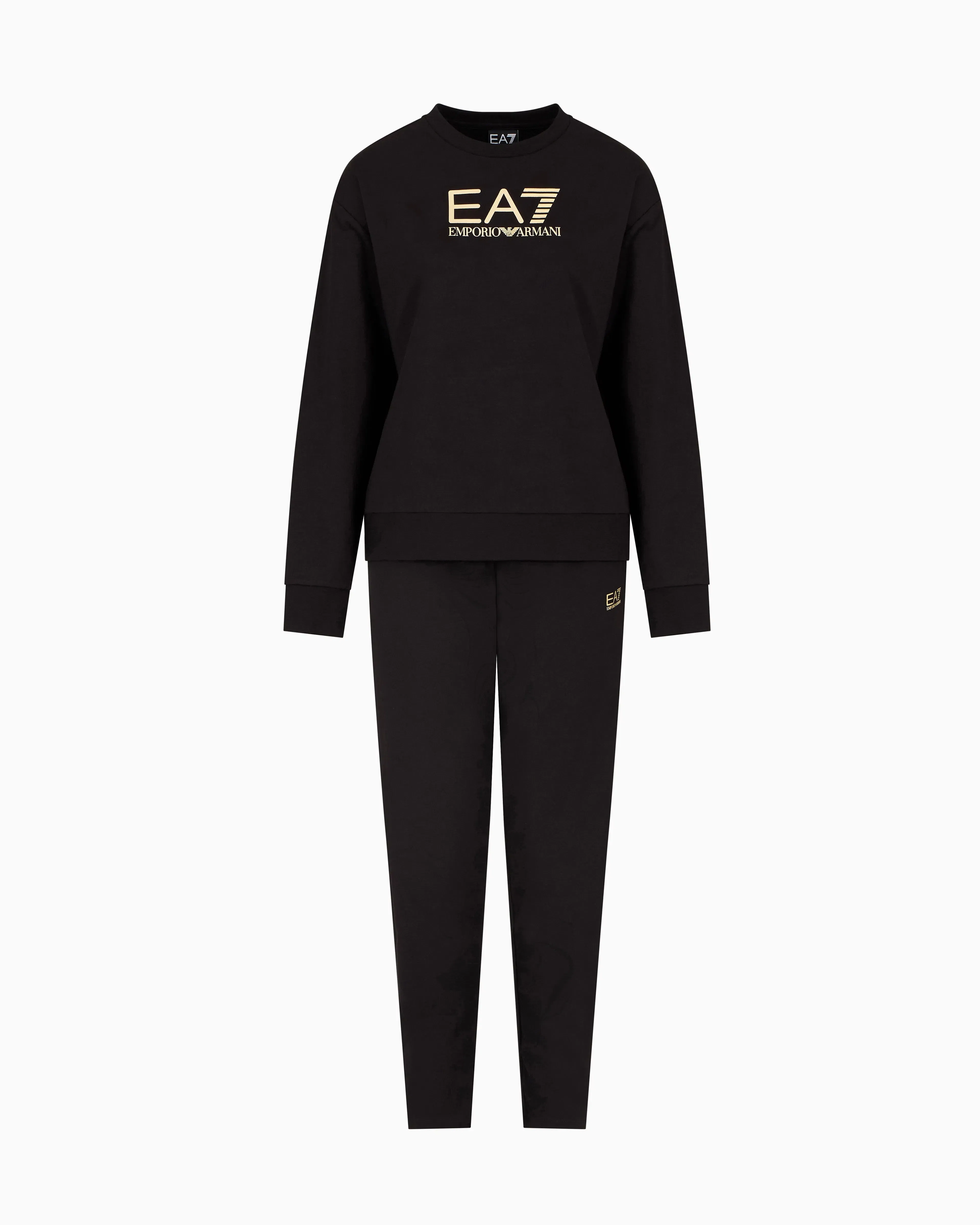 EA7 Stretch cotton crewneck logo Tracksuit