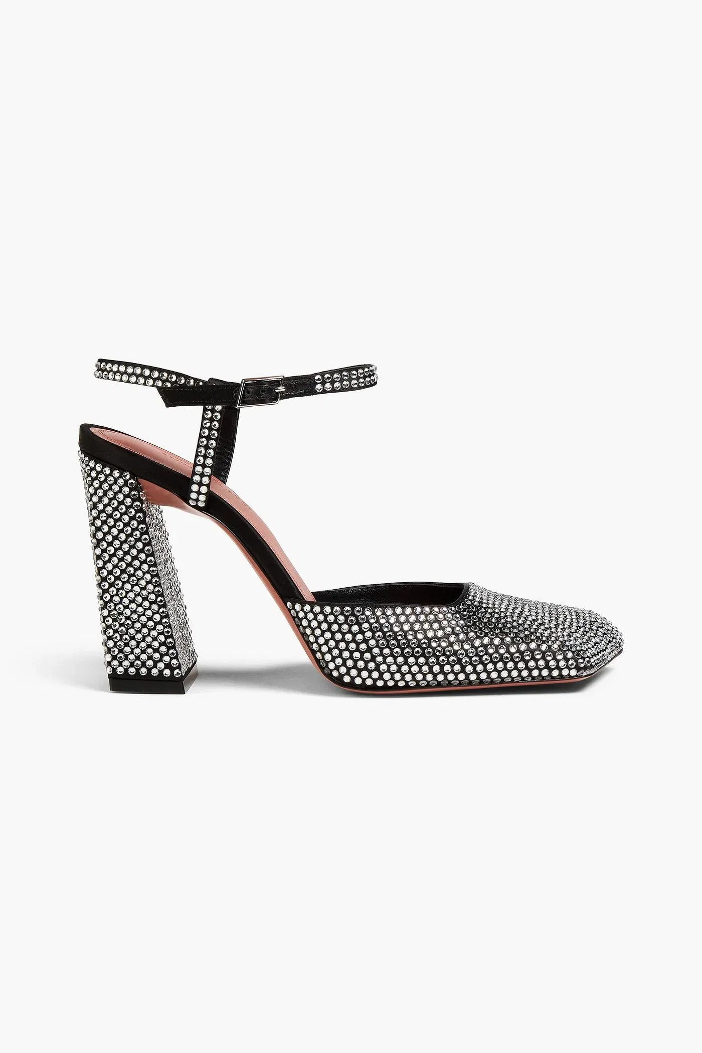 Amina Muaddi Charlotte Crystal-Embellished Satin Pumps Black Women's