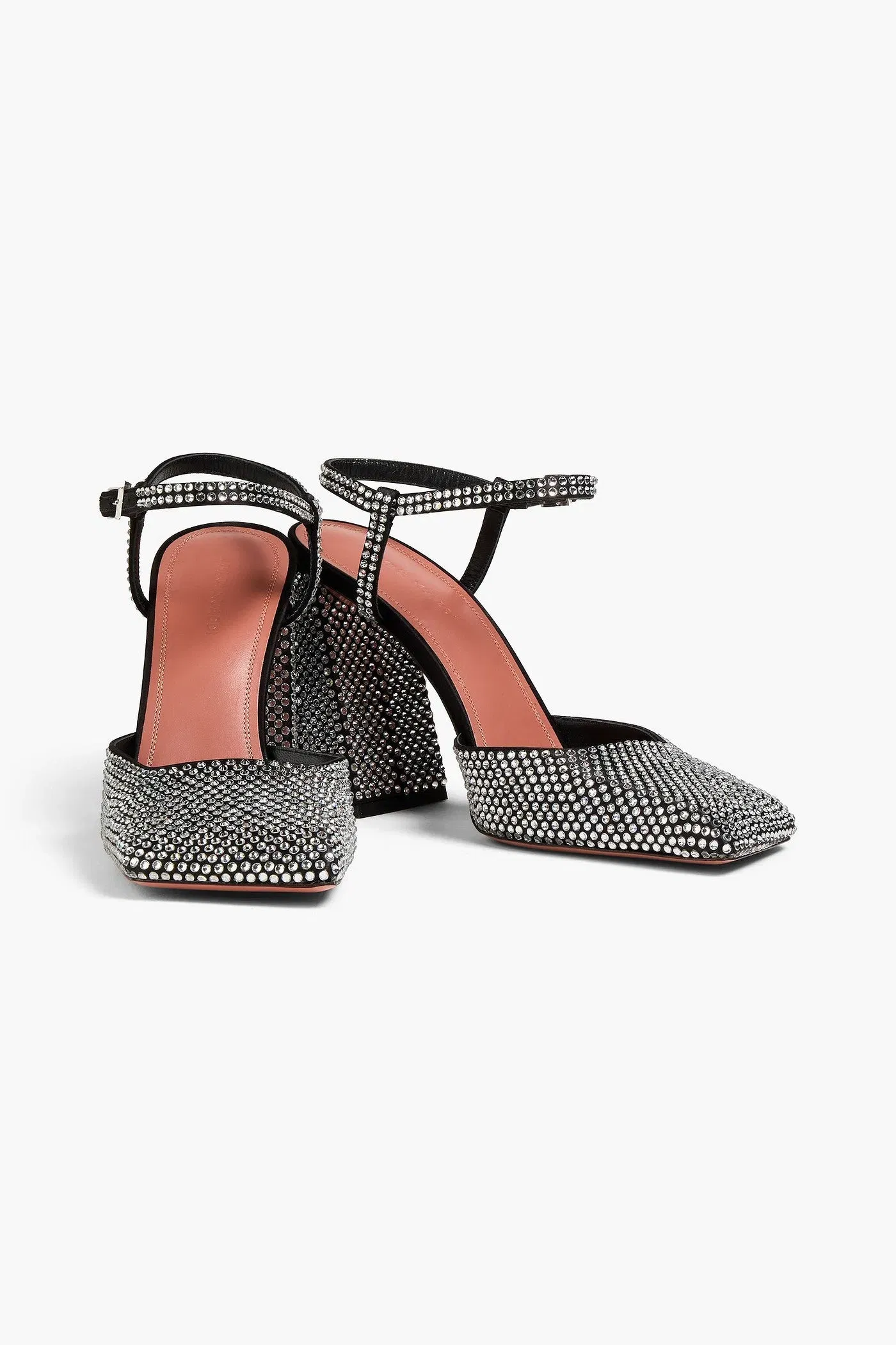Amina Muaddi Charlotte Crystal-Embellished Satin Pumps Black Women's