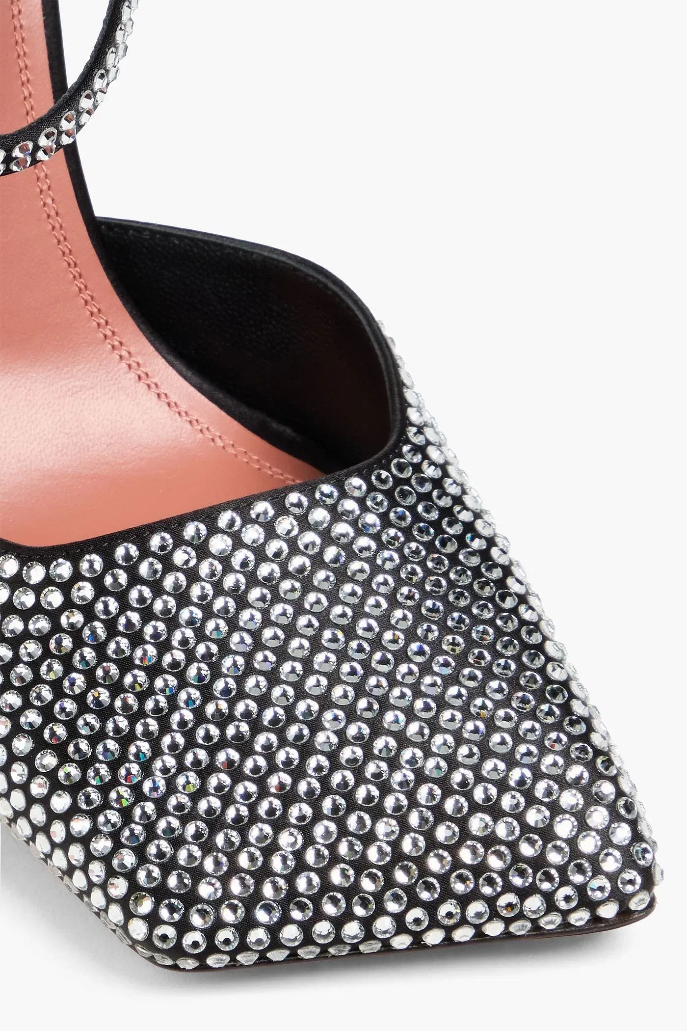Amina Muaddi Charlotte Crystal-Embellished Satin Pumps Black Women's