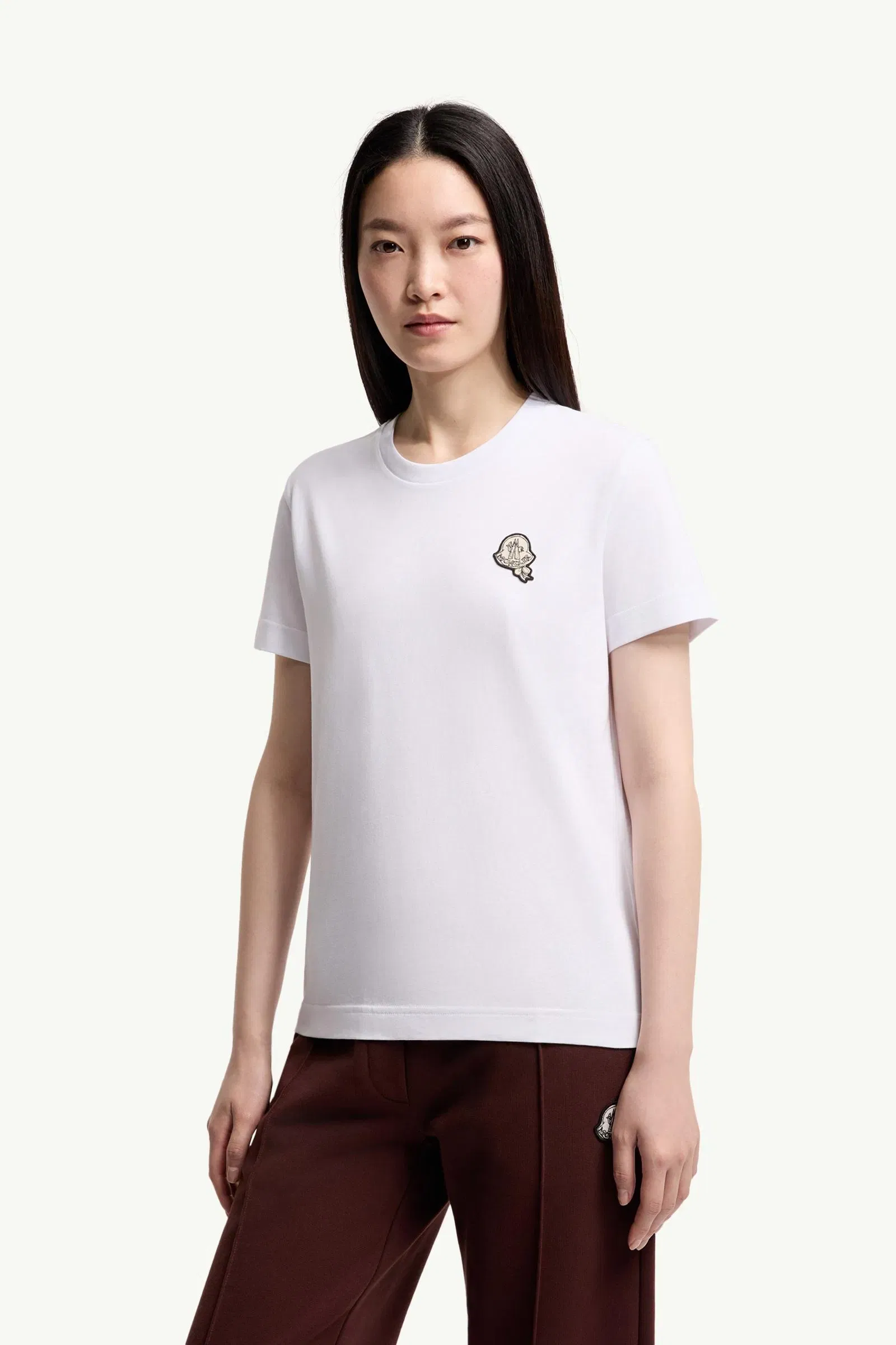 Moncler Logo Patch Cotton T-Shirt White White